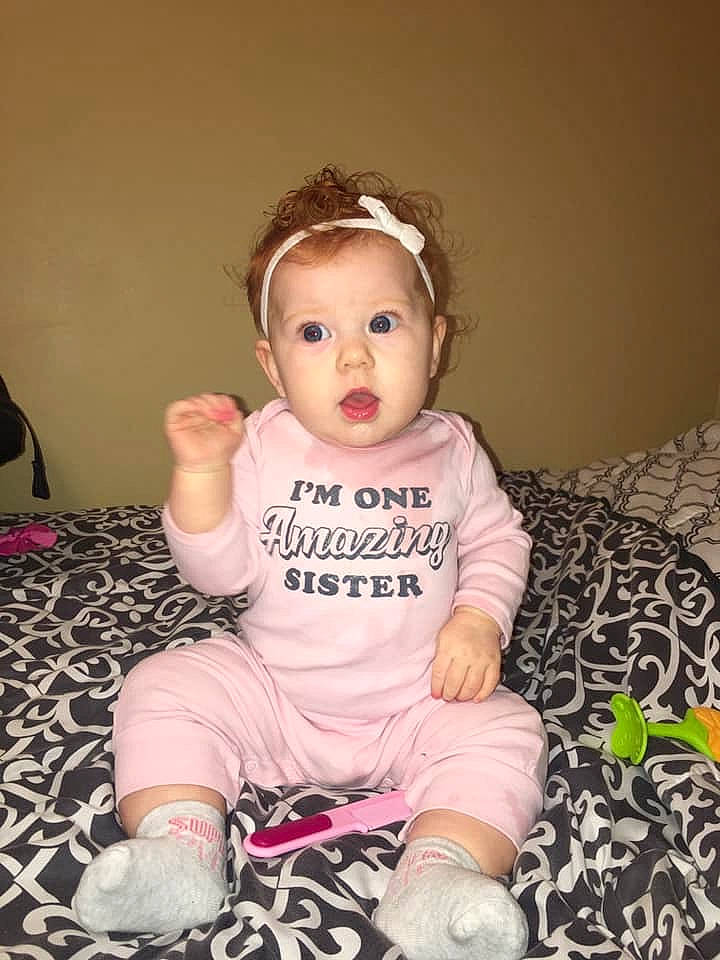 Claudia joined the competition — help win amazing prizes! baby, baby_toddler_clothing, cheek, child, cool, person, sitting, skin, sleeve, surprise, toddler