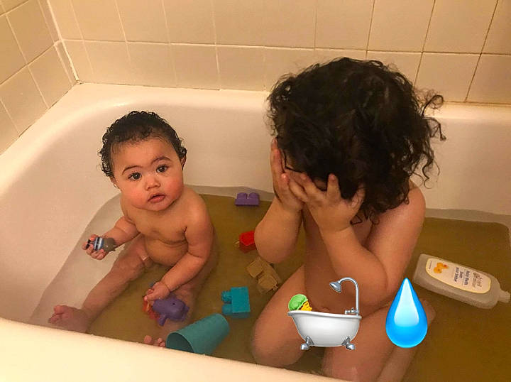 Kymani is registered to the contest to win money with this photo: baby_bathing, bathing, bathroom, bathtub, child, fun, leisure, person, plumbing_fixture, toddler, vacation