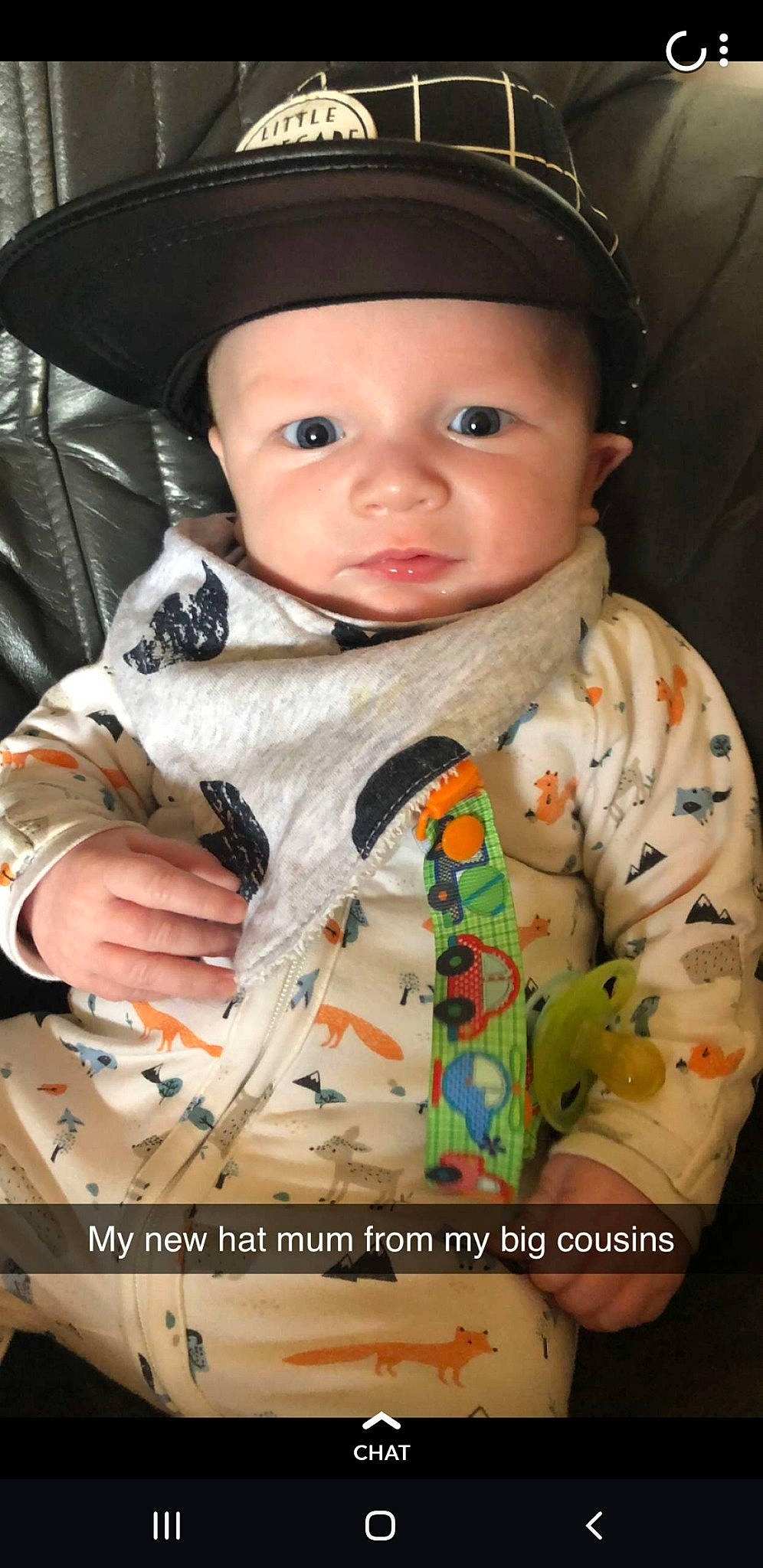 Lachlan is registered to the contest to win money with this photo: baby, baby_products, baby_toddler_clothing, cap, cheek, child, child_model, headgear, pattern, person, product, toddler