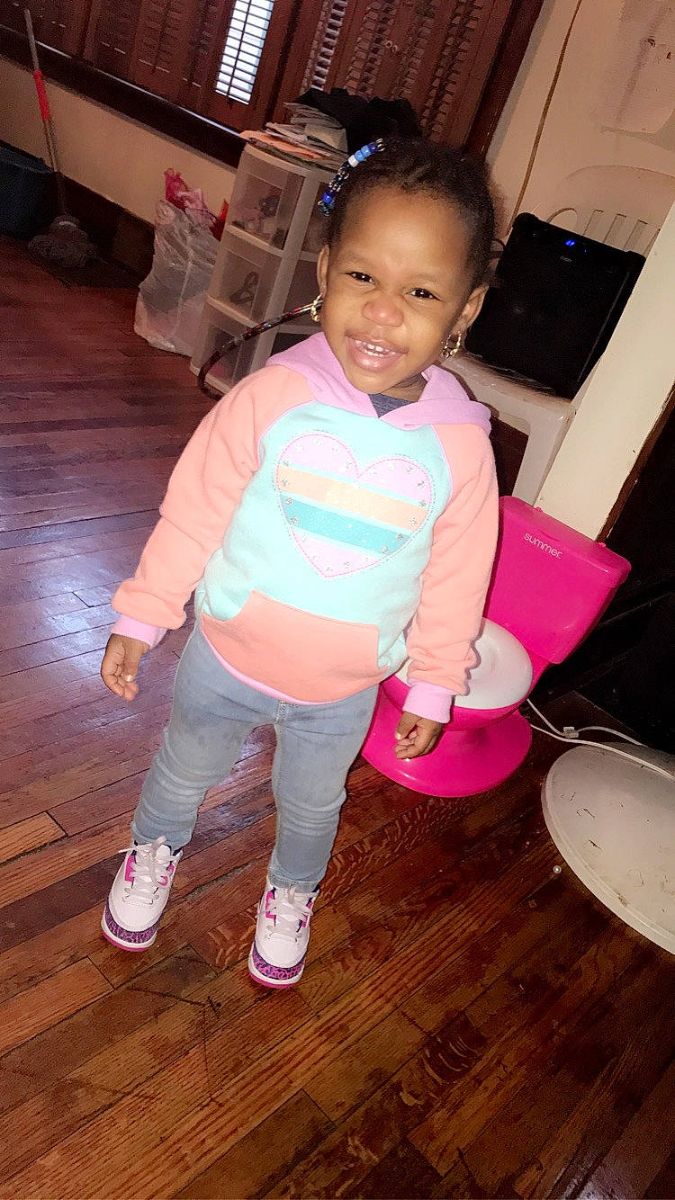 Alanah is registered to the contest to win money with this photo: cheek, child, joy, leg, person, pink, skin, standing, toddler