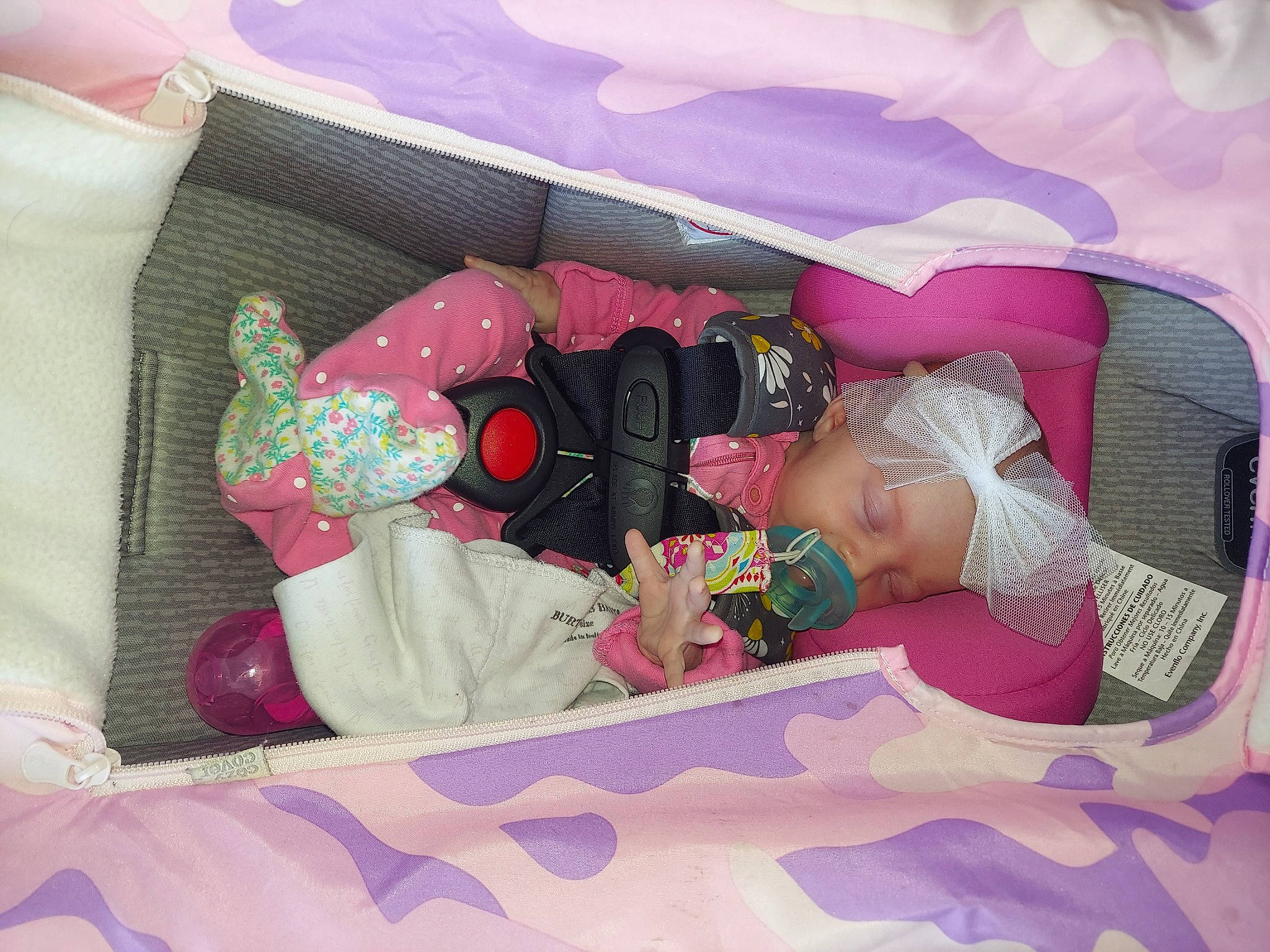 Braylin joined the competition — help win amazing prizes! bed, bedding, child, comfort, headwear, linens, magenta, nap, pattern, person, pink, room, thigh