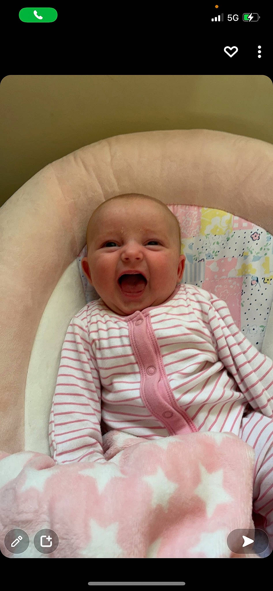 Gracie-mai is registered to the contest to win money with this photo: baby, baby_products, baby_toddler_clothing, cheek, child, chin, comfort, facial_expression, happy, iris, linens, lip, mouth, person, pink, sitting, skin, sleeve, smile, thumb