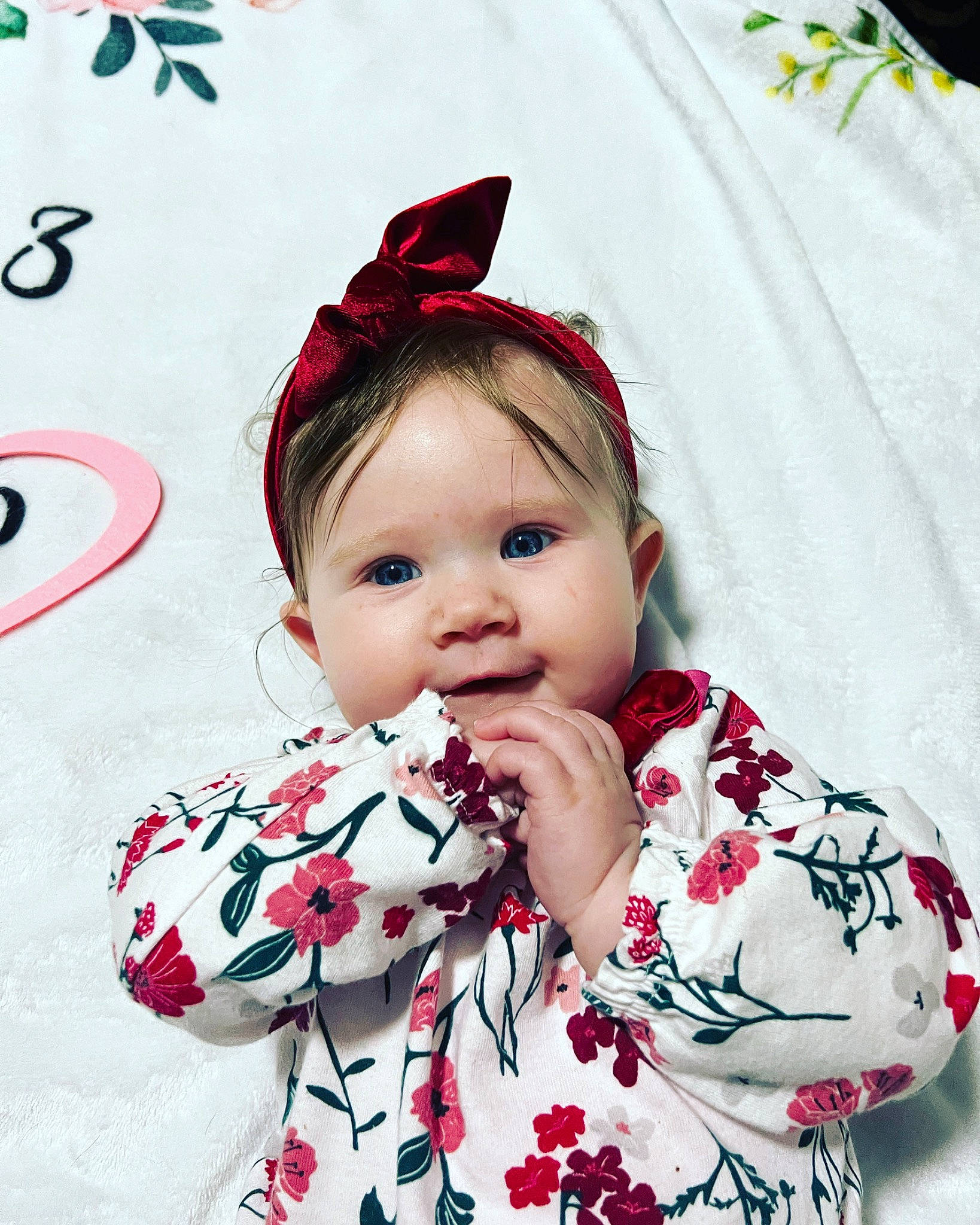 Madilyn joined the competition — help win amazing prizes! baby_toddler_clothing, beauty, child, dress, eyelash, facial_expression, fashion_accessory, happy, head, headpiece, headwear, lip, neck, pattern, person, petal, pink, plant, skin, sleeve