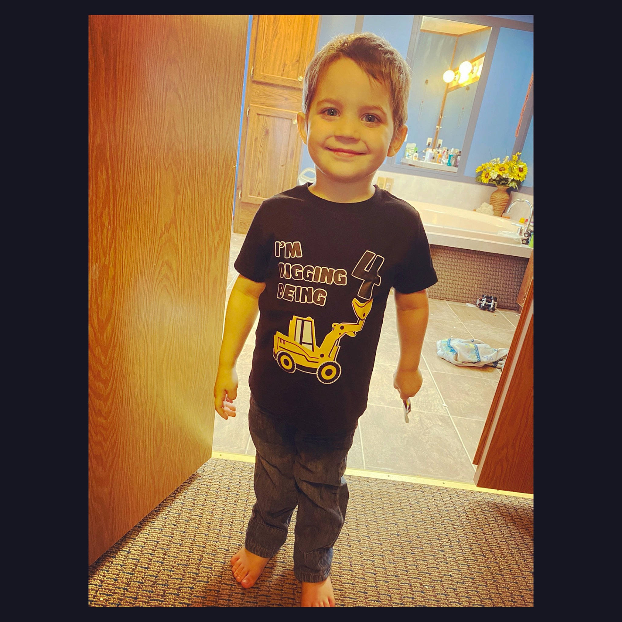 Layton joined the competition — help win amazing prizes! baby_toddler_clothing, clothing, cool, electronic_device, flash_photography, flooring, fun, happy, joy, person, selfie, shoe, shorts, shoulder, sleeve, smile, sportswear, standing, t_shirt, tints_and_shades