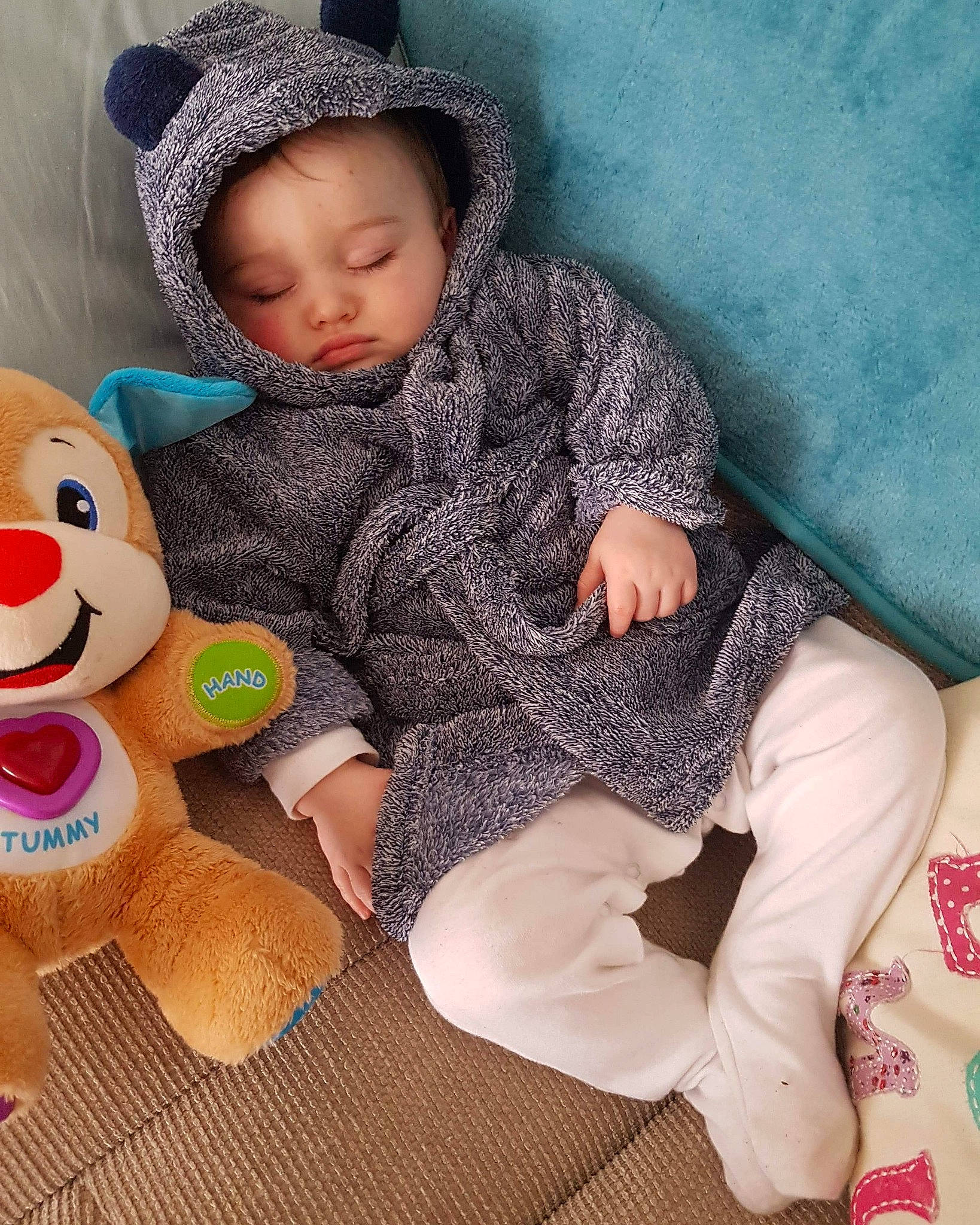 Hardy joined the competition — help win amazing prizes! baby, beanie, child, doll, ear, headgear, knit_cap, leg, nose, people, person, pink, play, plush, sitting, skin, stuffed_toy, teddy_bear, textile, toddler