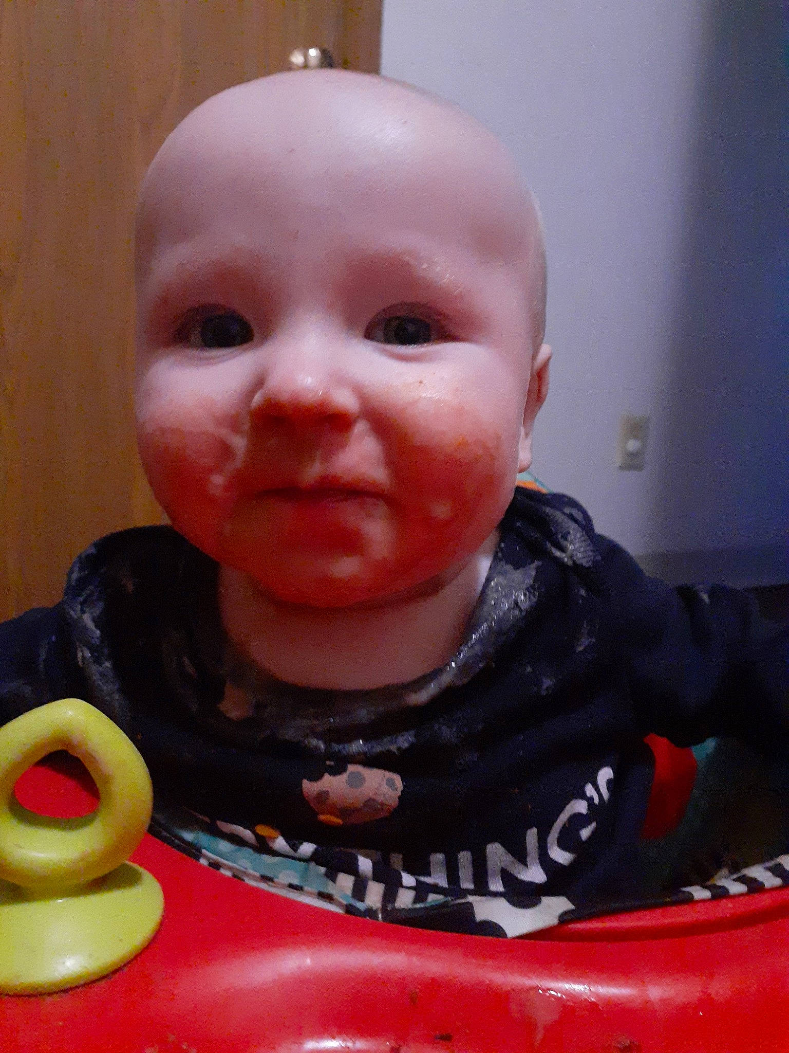 Brantley is registered to the contest to win money with this photo: baby, cheek, child, face, head, lip, mouth, nose, person, toddler