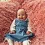 Rosa joined the competition — help win amazing prizes! baby, smiling, denim_dress, white_tights, pink_blanket, fluffy, indoor, cute, child, happy, portrait, sitting, cozy, soft_texture, infant, comfort, clothing, joyful, warm, young
