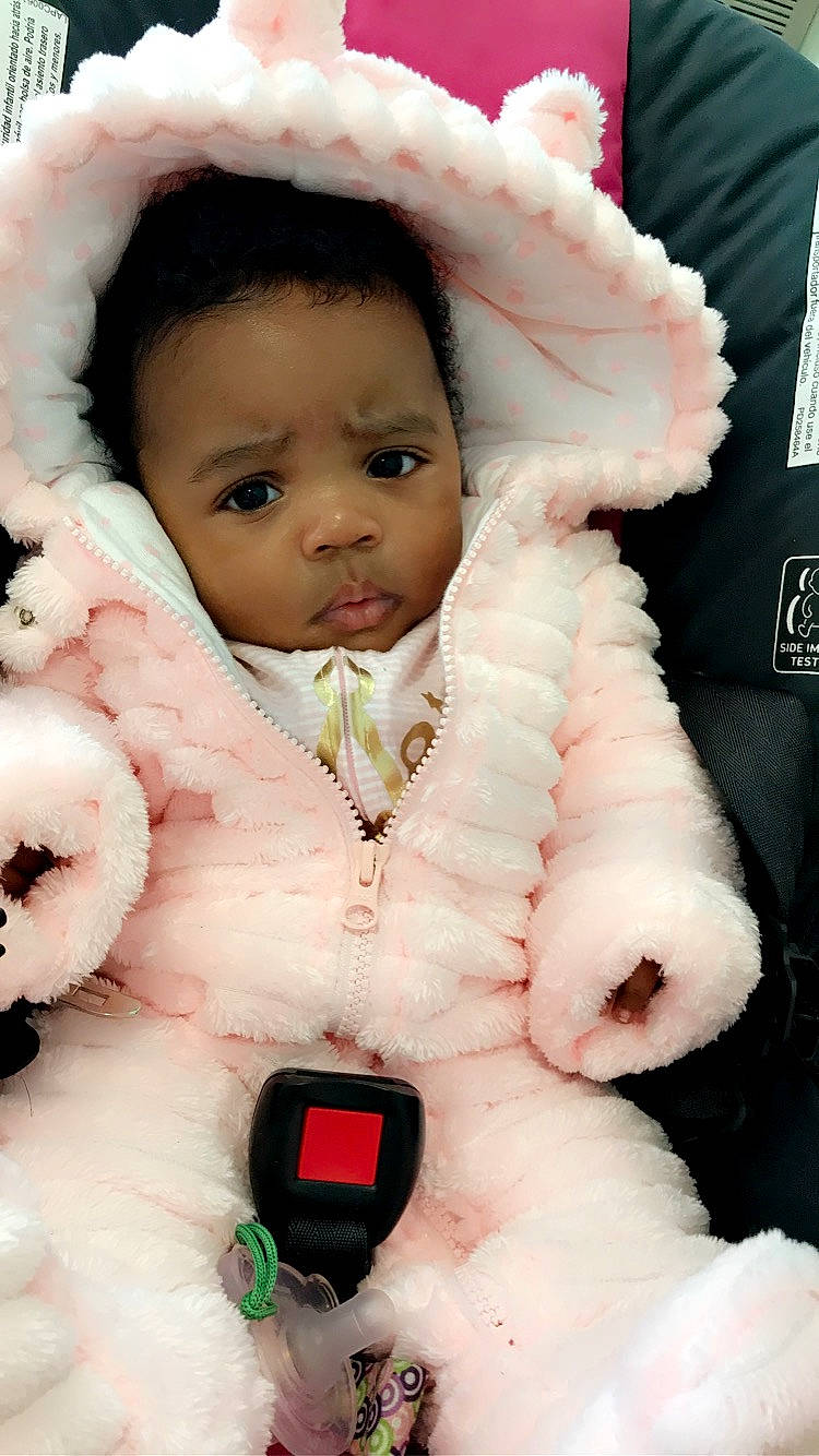 Bayleigh joined the competition — help win amazing prizes! baby, baby_toddler_clothing, cheek, child, costume_accessory, eye, flesh, fur, fur_clothing, lip, mouth, person, pink, skin, textile, toddler, winter