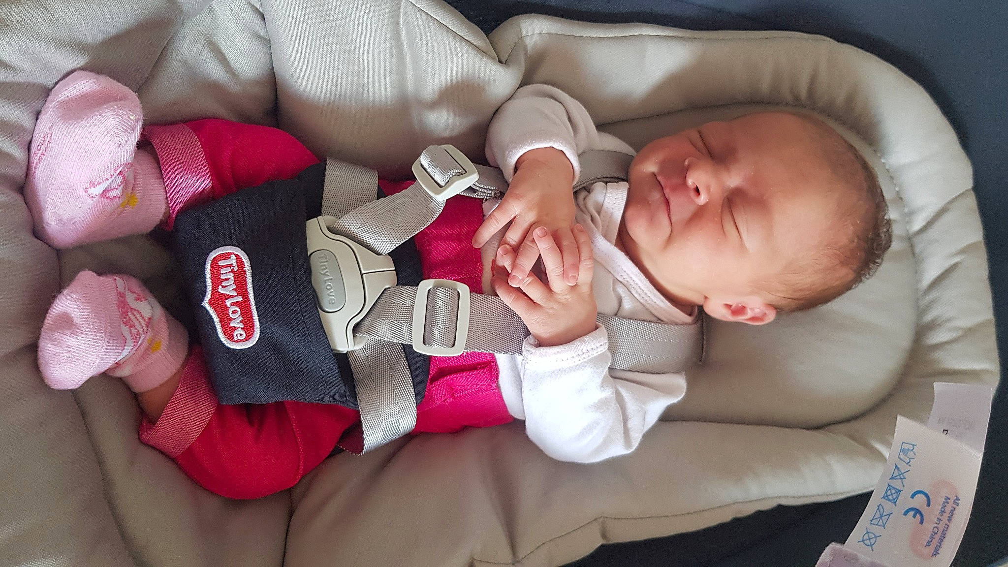 Solaya participe au concours pour gagner de l'argent avec cette photo : baby, baby_in_car_seat, baby_products, birth, car_seat, child, comfort, person, pink, product, sleep, toddler