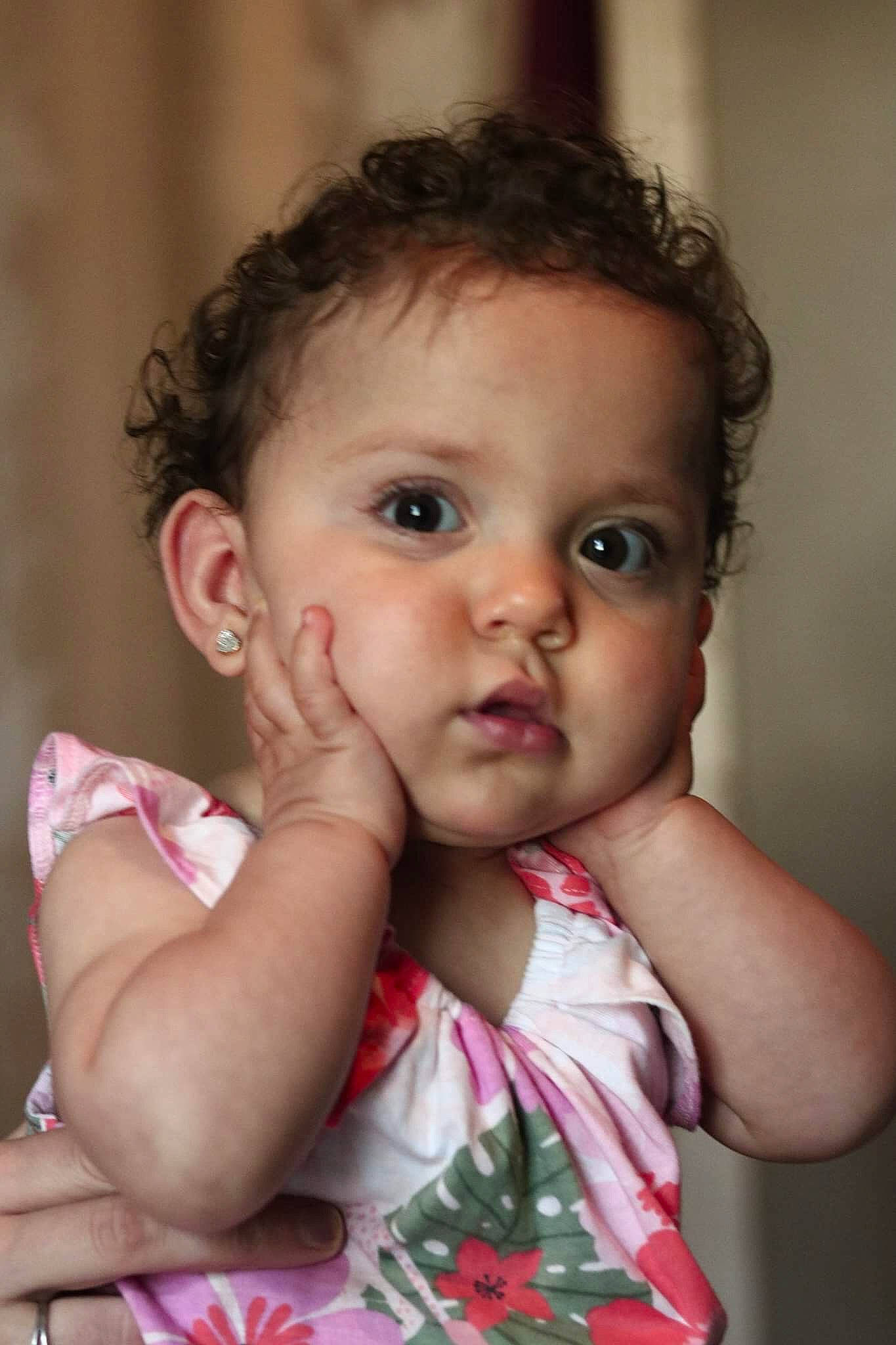 Karisma joined the competition — help win amazing prizes! baby, beauty, brown_hair, cheek, child, child_model, chin, close_up, eye, face, head, iris, lip, mouth, nose, person, pink, skin, smile, toddler