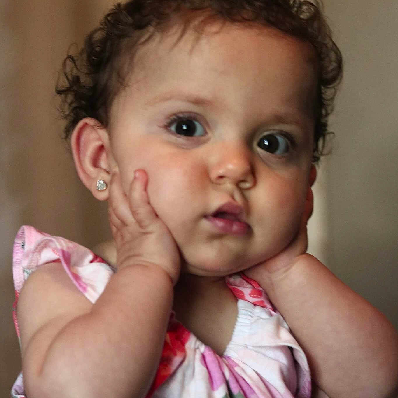 Karisma joined the competition — help win amazing prizes! baby, beauty, brown_hair, cheek, child, child_model, chin, close_up, eye, face, head, iris, lip, mouth, nose, person, pink, skin, smile, toddler