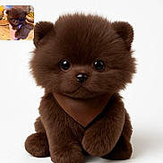 Aimée participe au concours pour gagner de l'argent avec cette photo : puppy, dog, brown_fur, fluffy, bandana, cute, pet, animal, portrait, studio_shot, white_background, inset_photo, small_puppy, hand_holding, closeup, big_eyes, sitting, fur, adorable, companion