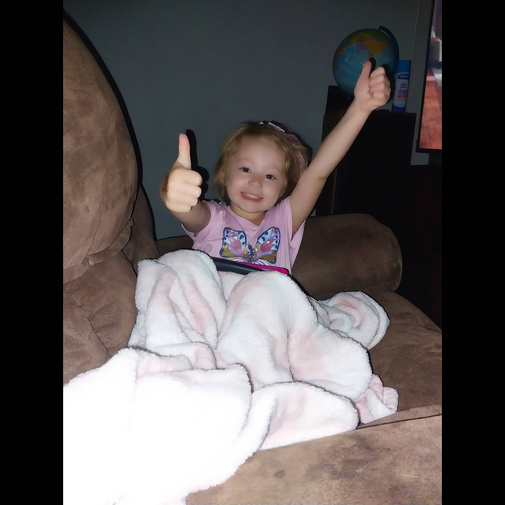 Kendalyn is registered to the contest to win money with this photo: baby, baby_toddler_clothing, cheek, comfort, elbow, event, finger, flash_photography, foot, fun, gesture, happy, human_leg, joy, knee, lap, person, sitting, sleeve, smile