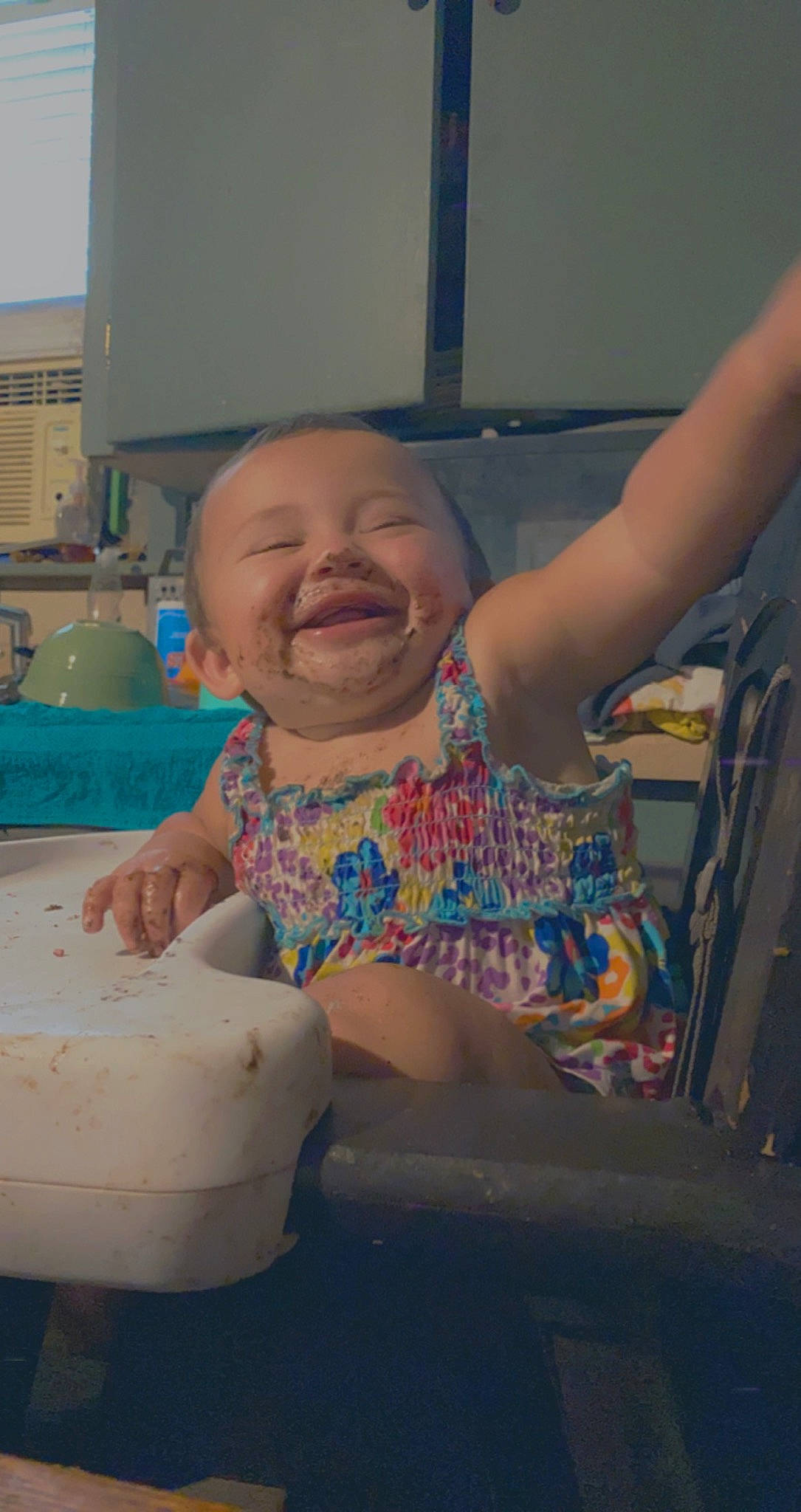 Emmy joined the competition — help win amazing prizes! baby, cheek, child, facial_expression, fun, head, person, sitting, skin, smile, summer, toddler, vacation