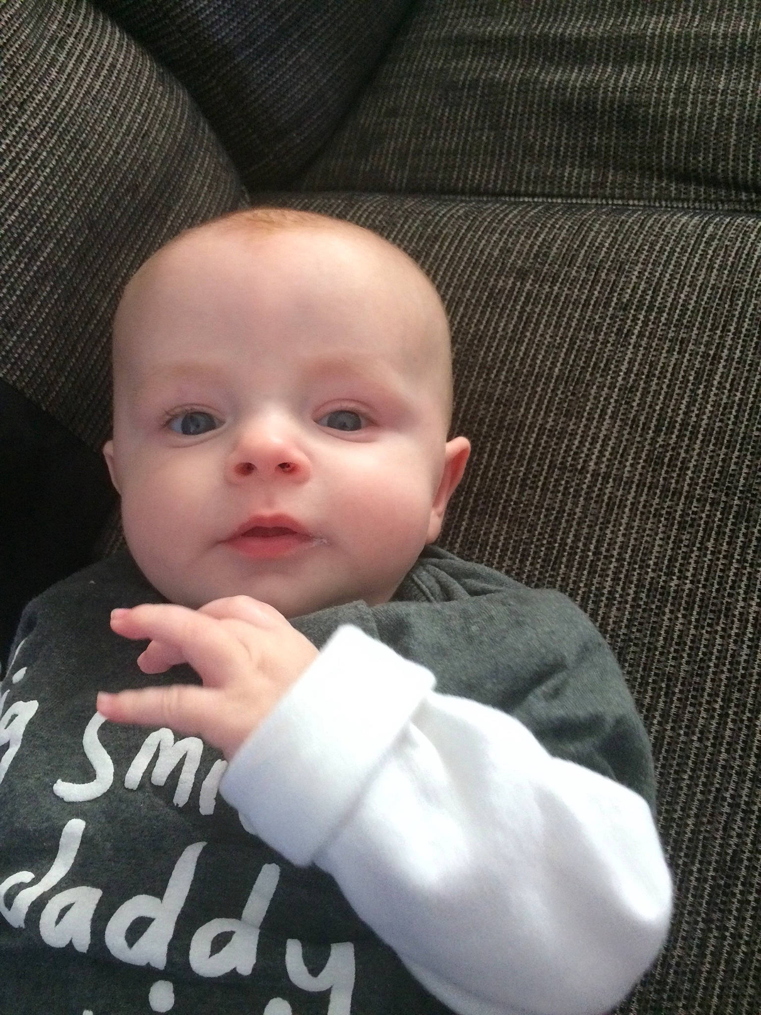 Terry is registered to the contest to win money with this photo: baby, cheek, child, face, finger, head, lip, nose, person, skin, toddler