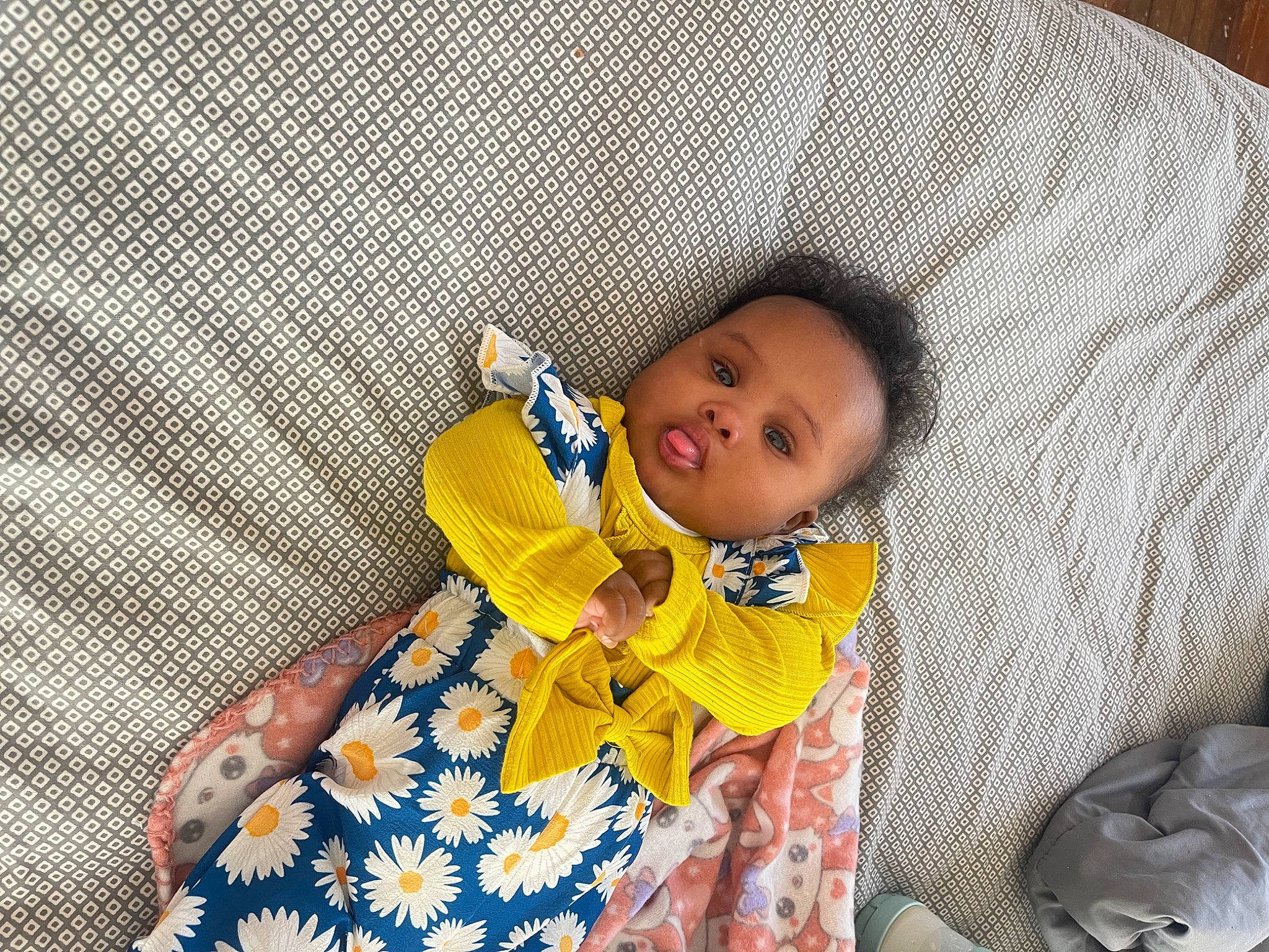 Kamariyanna is registered to the contest to win money with this photo: baby, baby_products, baby_safety, baby_sleeping, baby_toddler_clothing, bedding, bedtime, cheek, child, comfort, eye, face, happy, linens, pattern, person, room, sleep, sleeve, smile