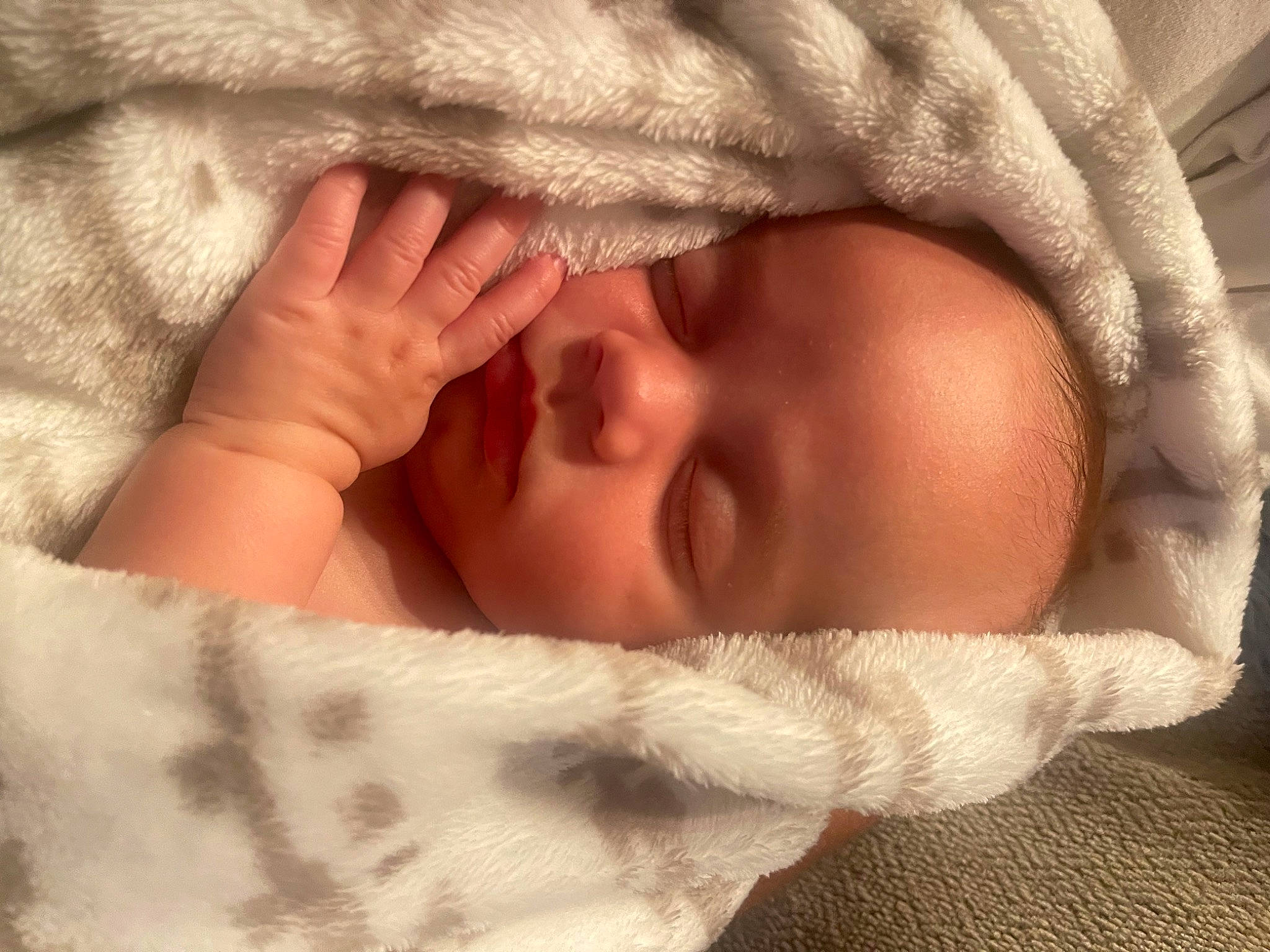 Cayde is registered to the contest to win money with this photo: baby, baby_sleeping, baby_toddler_clothing, cheek, child, close_up, comfort, eyelash, finger, fur, gesture, hand, linens, mammal, nail, nose, person, skin, textile, thumb
