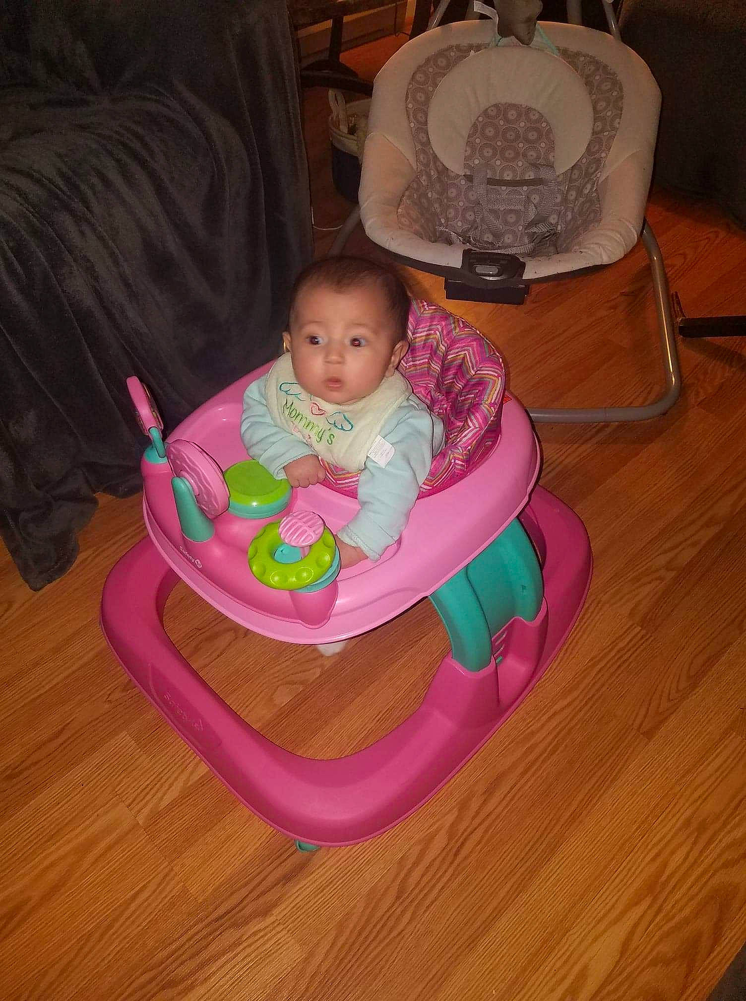 Marie joined the competition — help win amazing prizes! baby, baby_products, child, person, pink, play, product, sitting, toddler