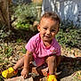 backyard, child, clothing, face, female, footwear, girl, grass, head, nature, outdoors, person, photography, plant, portrait, shoe, shorts, sitting, soil, yard