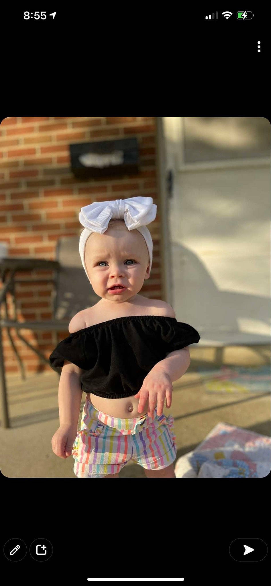 Lakelynn is registered to the contest to win money with this photo: abdomen, baby, baby_toddler_clothing, chair, child, clothing, day_dress, eye, face, flash_photography, happy, hat, pattern, peach, person, plaid, sleeve, t_shirt, toddler, trunk