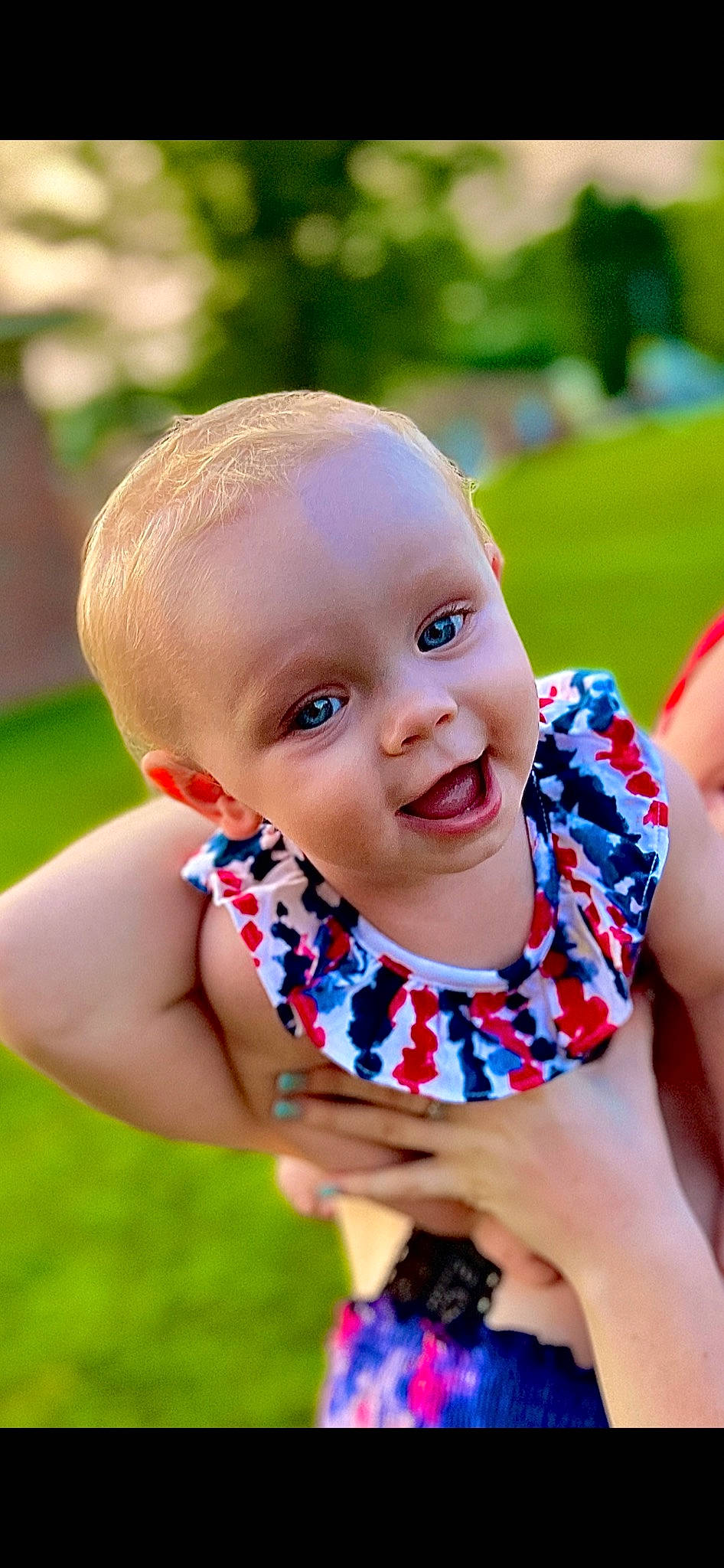 Lakelynn joined the competition — help win amazing prizes! arm, baby, baby_toddler_clothing, blue, face, finger, fun, gesture, grass, hand, happy, iris, leisure, lip, people_in_nature, person, plant, skin, smile, summer