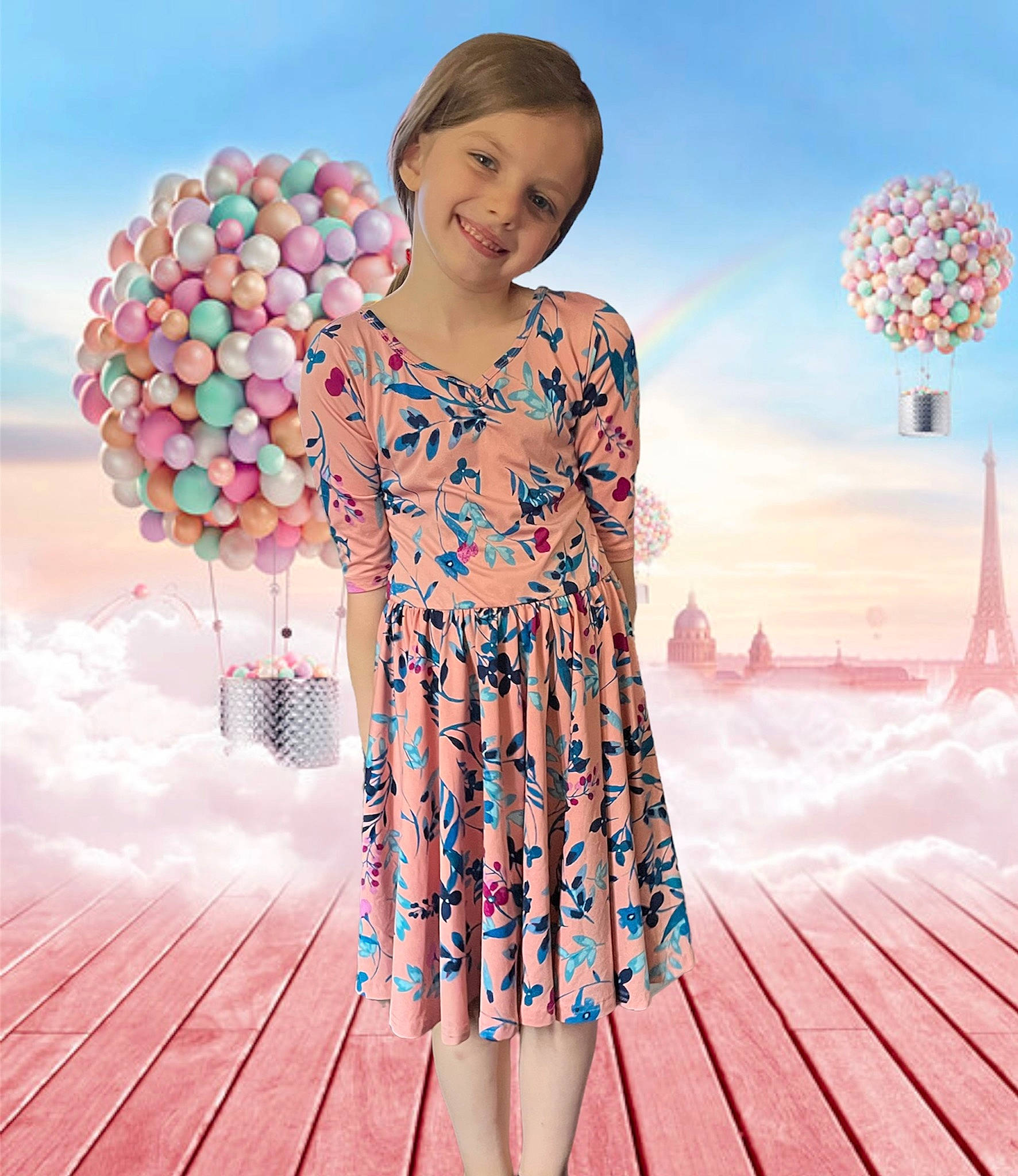 Tessa joined the competition — help win amazing prizes! cloud, dress, fashion, flash_photography, hair, happy, head, joy, organ, people_in_nature, person, photograph, pink, plant, shoulder, skin, sky, sleeve, smile, standing