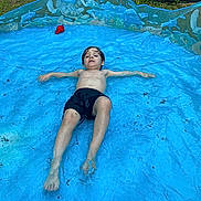 Memphis joined the competition — help win amazing prizes! child, boy, pool, water, swim_shorts, inflatable_pool, outdoor, grass, relaxing, summer, playing, dolphin, turtle, toy, blue, barefoot, wet, daytime, nature, fun