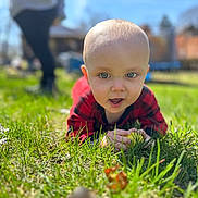 Linkin joined the competition — help win amazing prizes! adult, baby, bodypart, crawling, face, female, field, finger, grass, grassland, hand, head, lawn, nature, outdoors, person, photography, plant, portrait, woman