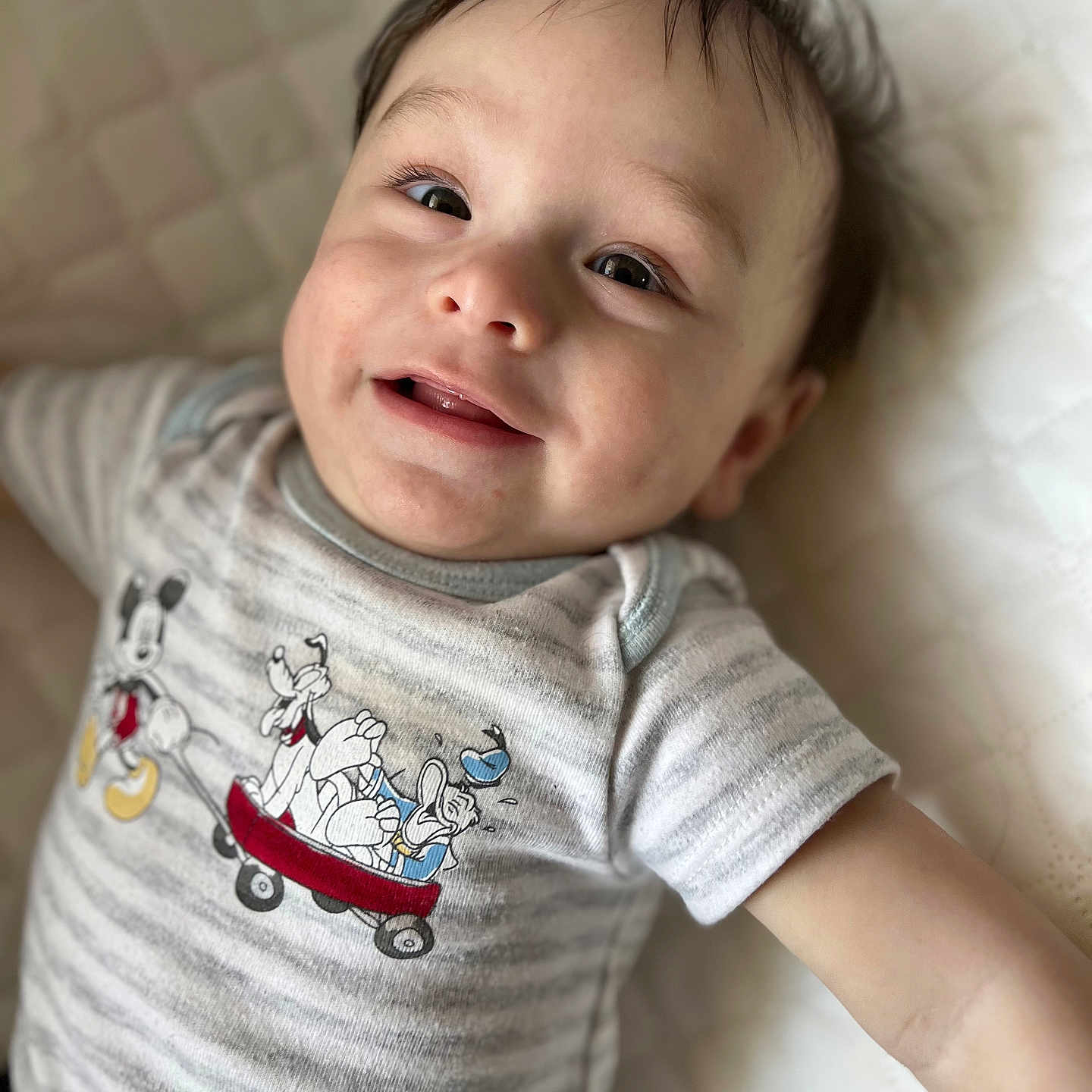 Nikholas joined the competition — help win amazing prizes! applique, baby, babylaughing, bodypart, clothing, face, happy, head, machine, newborn, pattern, person, photography, portrait, shirt, skin, sleeve, smile, t_shirt, wheel
