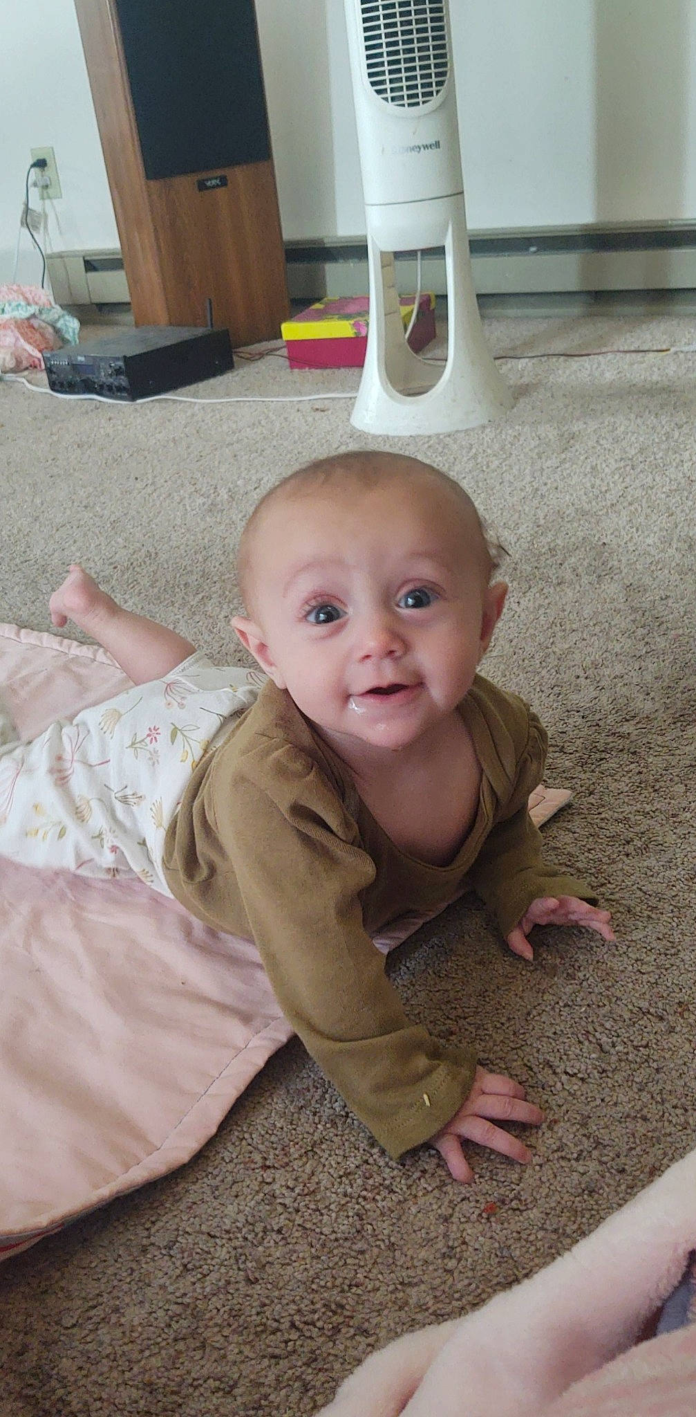 Maria joined the competition — help win amazing prizes! baby, baby_toddler_clothing, cheek, child, chin, comfort, crawling, eye, floor, flooring, fun, hardwood, head, iris, nose, person, room, skin, smile, toddler