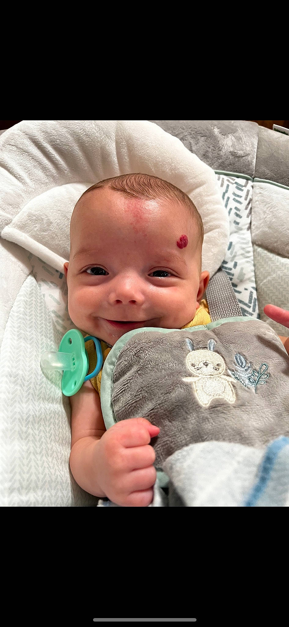 Ledger is registered to the contest to win money with this photo: baby, baby_sleeping, baby_toddler_clothing, cheek, child, comfort, finger, gesture, happy, head, joy, linens, lip, mouth, nose, person, product, skin, smile, thumb