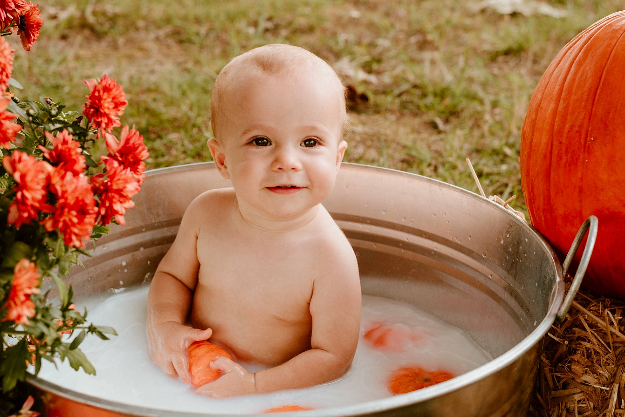 Charles joined the competition — help win amazing prizes! baby, bathing, calabaza, child, cucurbita, facial_expression, flower, grass, happy, joy, people, people_in_nature, person, petal, photograph, plant, red, rose, skin, smile
