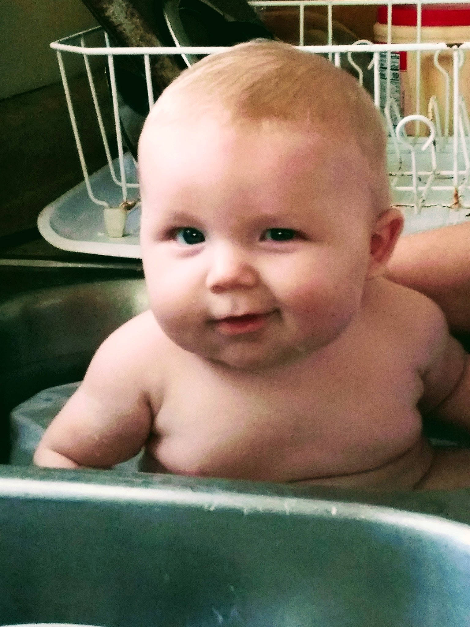 Colton is registered to the contest to win money with this photo: baby, baby_bathing, baby_making_funny_faces, bathing, cheek, chest, child, face, forehead, head, lip, person, product, skin, smile, toddler