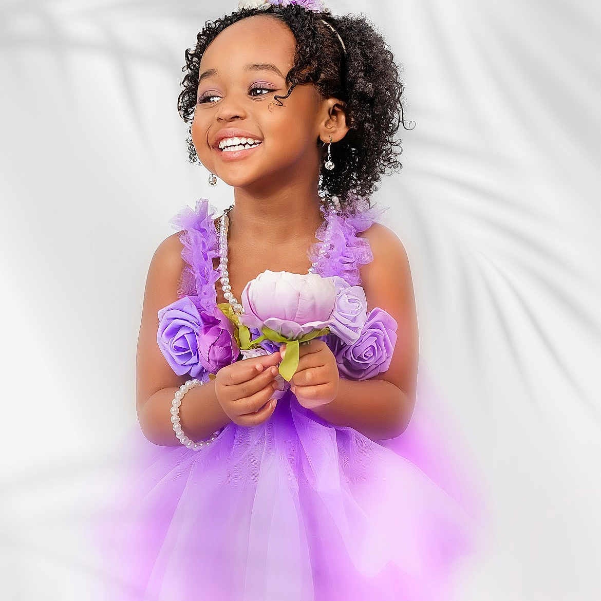 Royalty joined the competition — help win amazing prizes! accessories, child, clothing, dress, face, female, flower, flowerarrangement, formalwear, girl, happy, head, jewelry, necklace, person, photography, plant, portrait, purple, smile