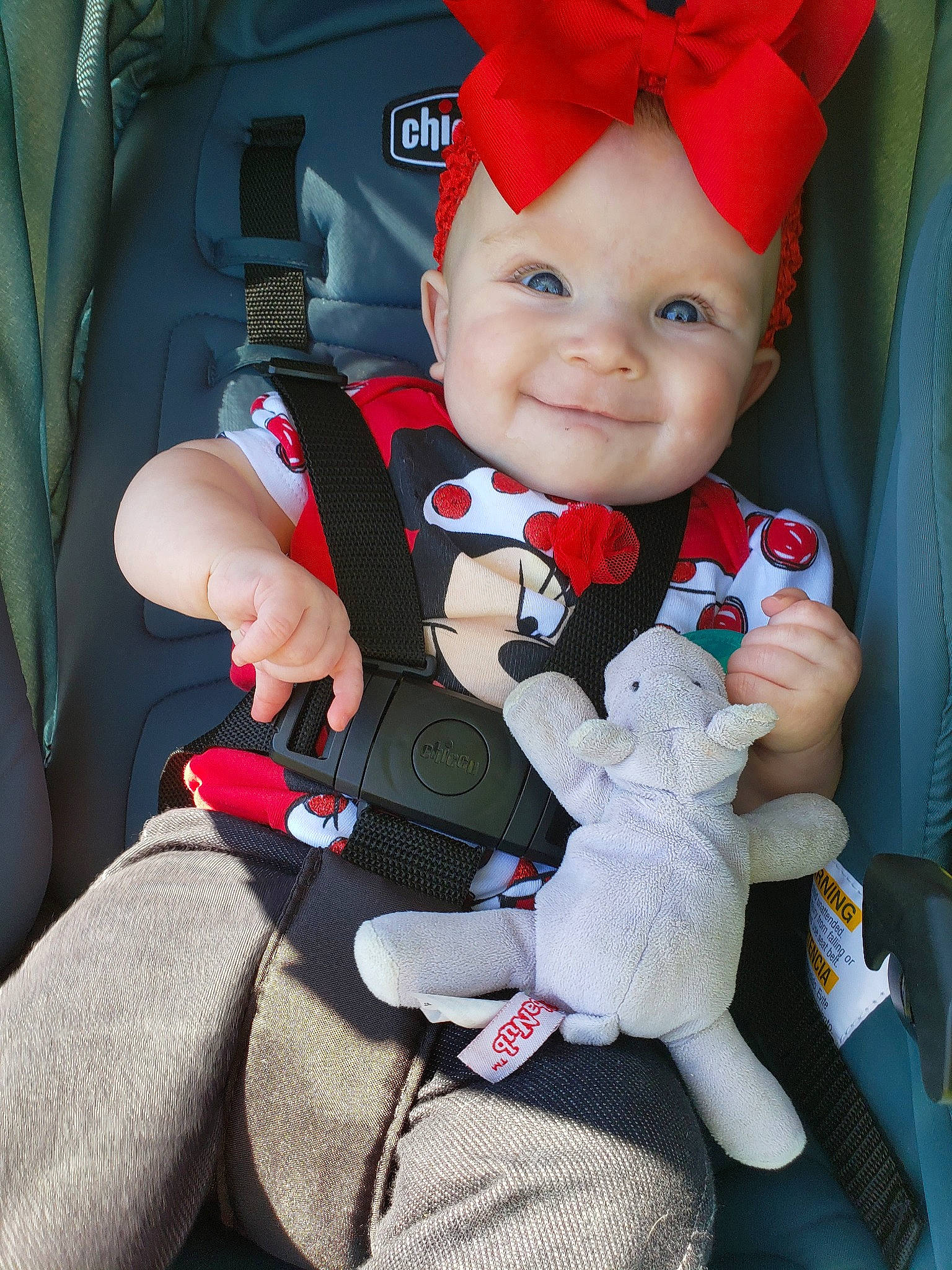 Jillian is registered to the contest to win money with this photo: auto_part, baby, baby_in_car_seat, baby_products, car_seat, child, joy, person, product, red, smile, toddler