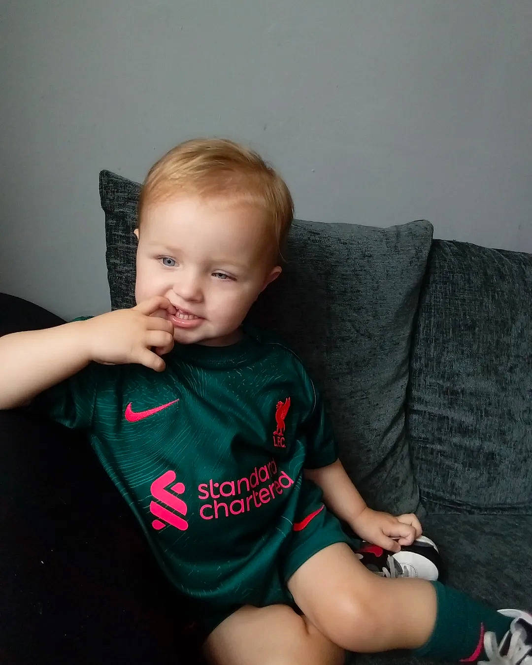 William joined the competition — help win amazing prizes! arm, baby_toddler_clothing, cheek, comfort, couch, elbow, eye, finger, flash_photography, human_body, iris, joint, knee, lap, leg, neck, person, shoulder, skin, sleeve