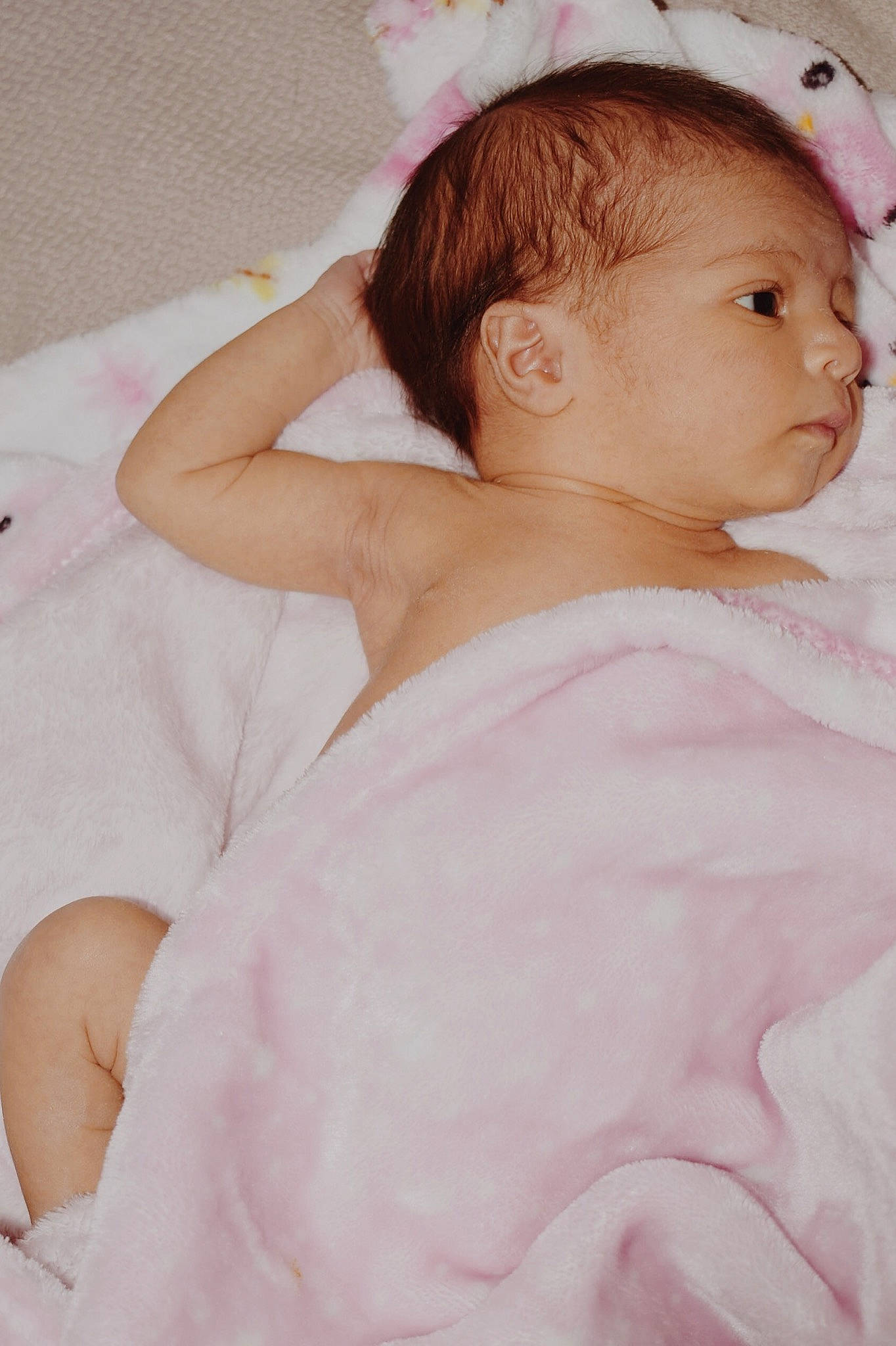 Lillia joined the competition — help win amazing prizes! baby, birth, cheek, child, hair_accessory, linens, neck, person, pink, skin, sleep, toddler