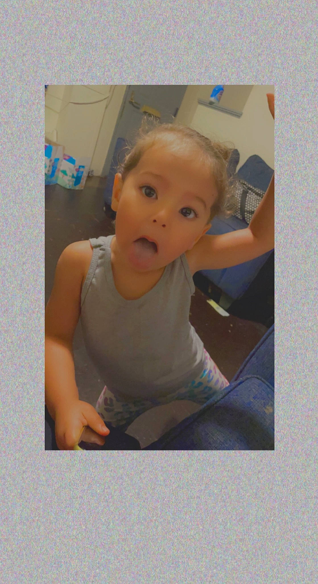 Suraya-lee joined the competition — help win amazing prizes! baby, baby_toddler_clothing, cheek, chest, elbow, electric_blue, eye, flooring, fun, gesture, happy, iris, jaw, neck, nose, person, room, sitting, sleeve, surprise