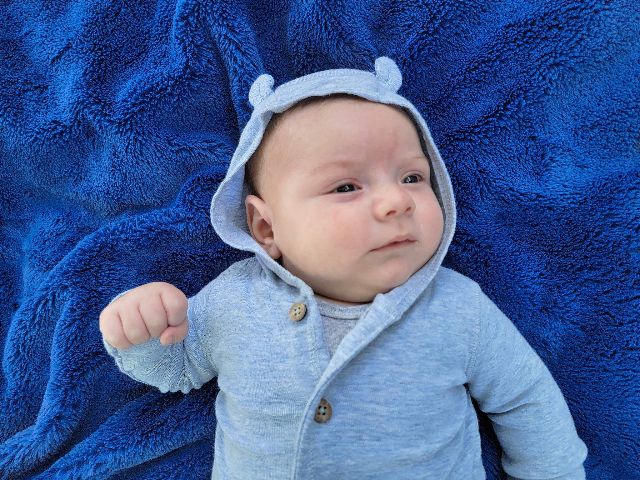 Art joined the competition — help win amazing prizes! azure, baby, baby_toddler_clothing, blue, cap, child, clothing, electric_blue, fashion_accessory, flash_photography, fur, grass, happy, headwear, knit_cap, outerwear, pattern, person, sleeve, textile