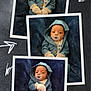 Tevon Xavier Brown is registered to the contest to win money with this photo: baby, infant, pacifier, hoodie, mittens, socks, blanket, collage, portrait, cute, child, clothing, soft_texture, blue, white, laying_down, indoor, calm, expression, photography