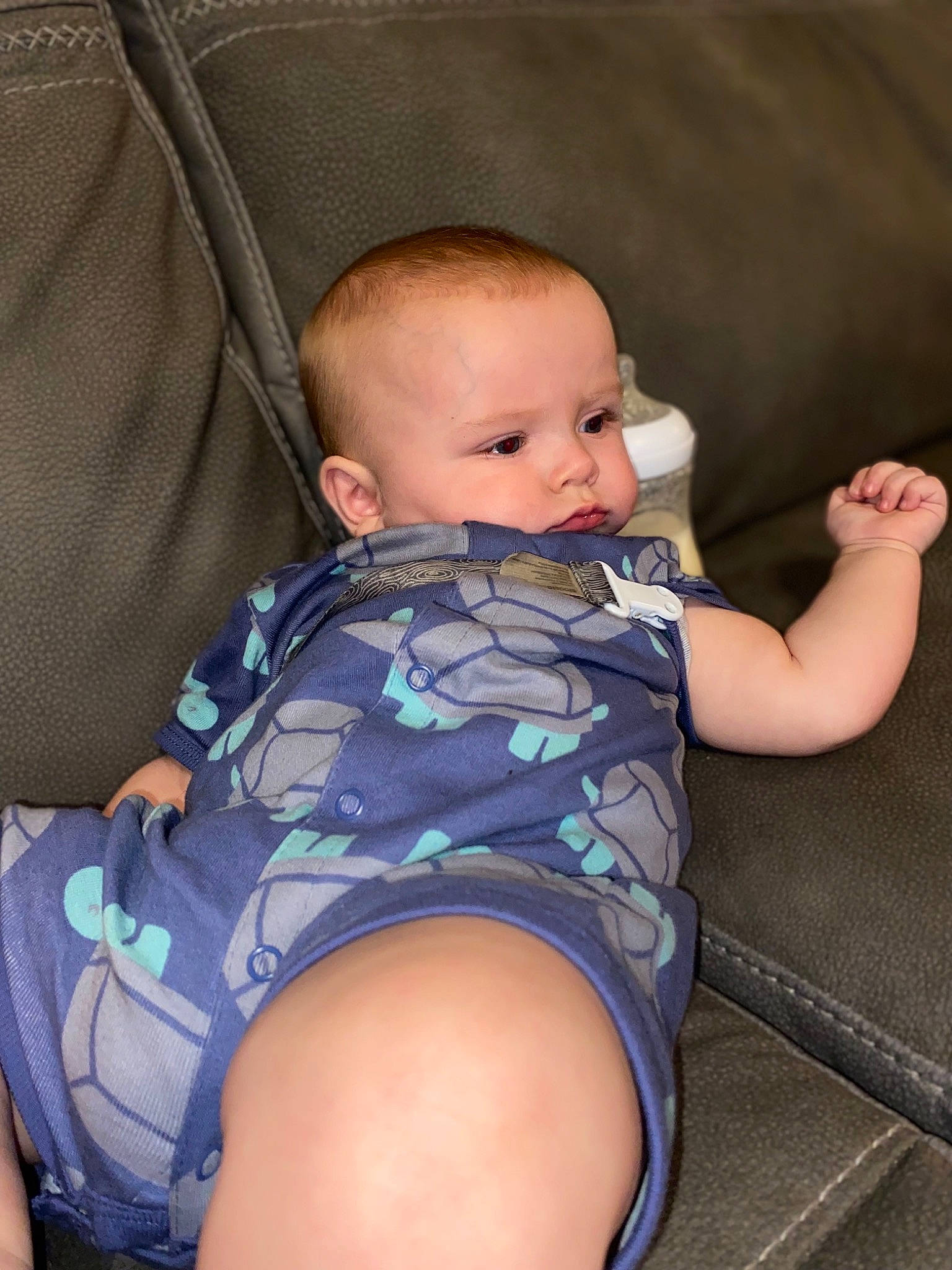 Weston joined the competition — help win amazing prizes! azure, baby, baby_toddler_clothing, cheek, chin, comfort, elbow, eye, human_body, iris, lap, leg, mouth, neck, person, skin, sleeve, stomach, thigh, toddler