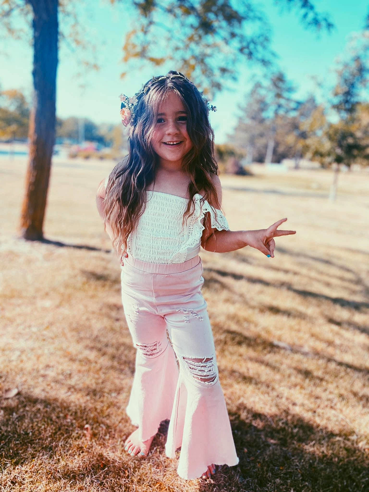 Makenna is registered to the contest to win money with this photo: beauty, branch, dress, face, flash_photography, forest, grass, happy, joy, landscape, leisure, long_hair, people_in_nature, person, plant, sky, smile, summer, sunlight, tree