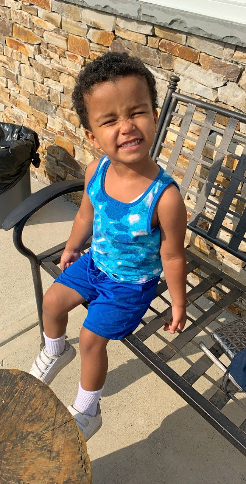 Elijah is registered to the contest to win money with this photo: blue, child, child_model, electric_blue, fun, joy, leg, leisure, person, play, shoe, smile, summer, toddler, vacation