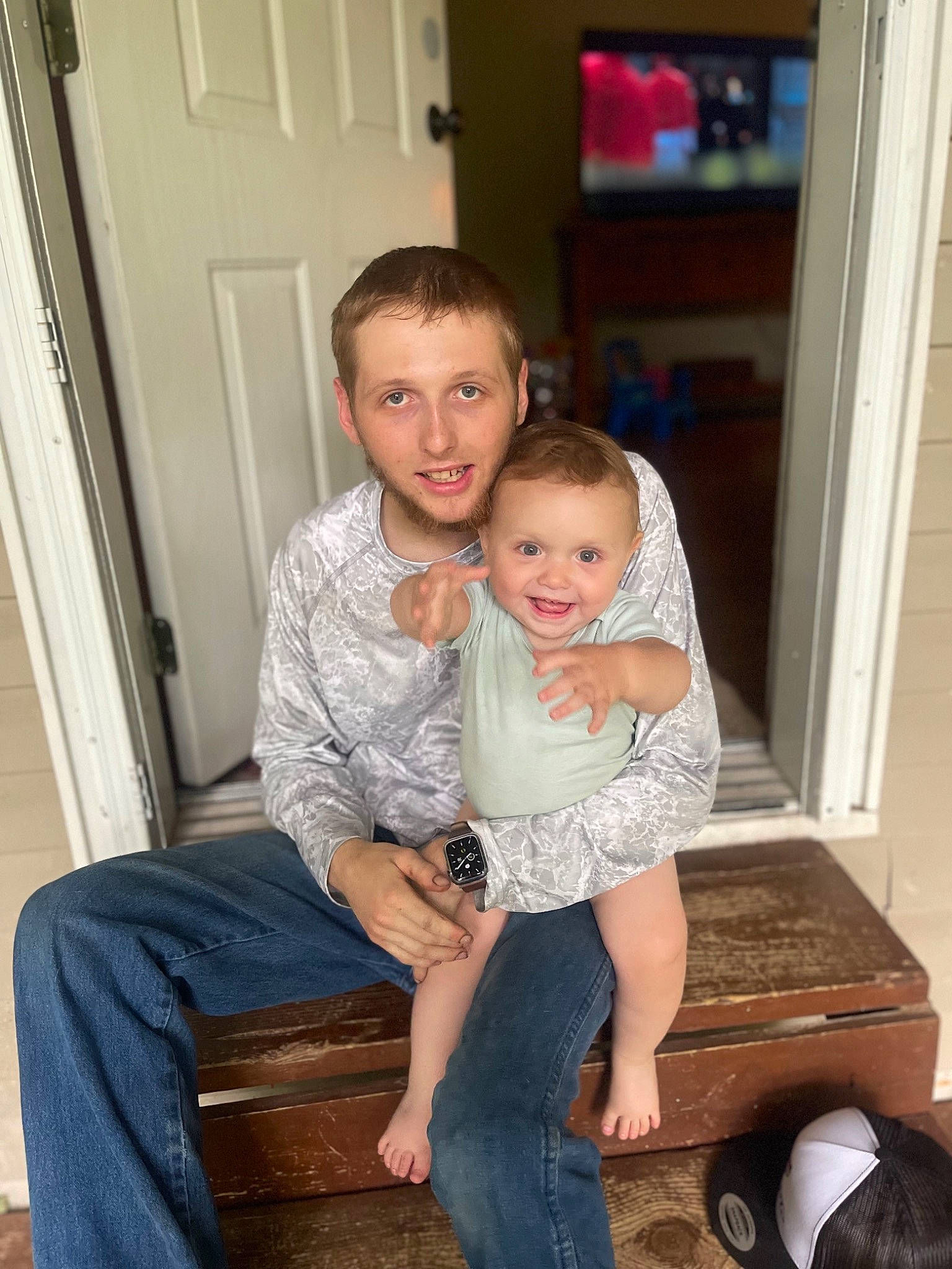 Lacey joined the competition — help win amazing prizes! door, floor, flooring, fun, hairstyle, happy, iris, jeans, joint, joy, lap, leg, mammal, organ, person, skin, smile, standing, t_shirt, toddler