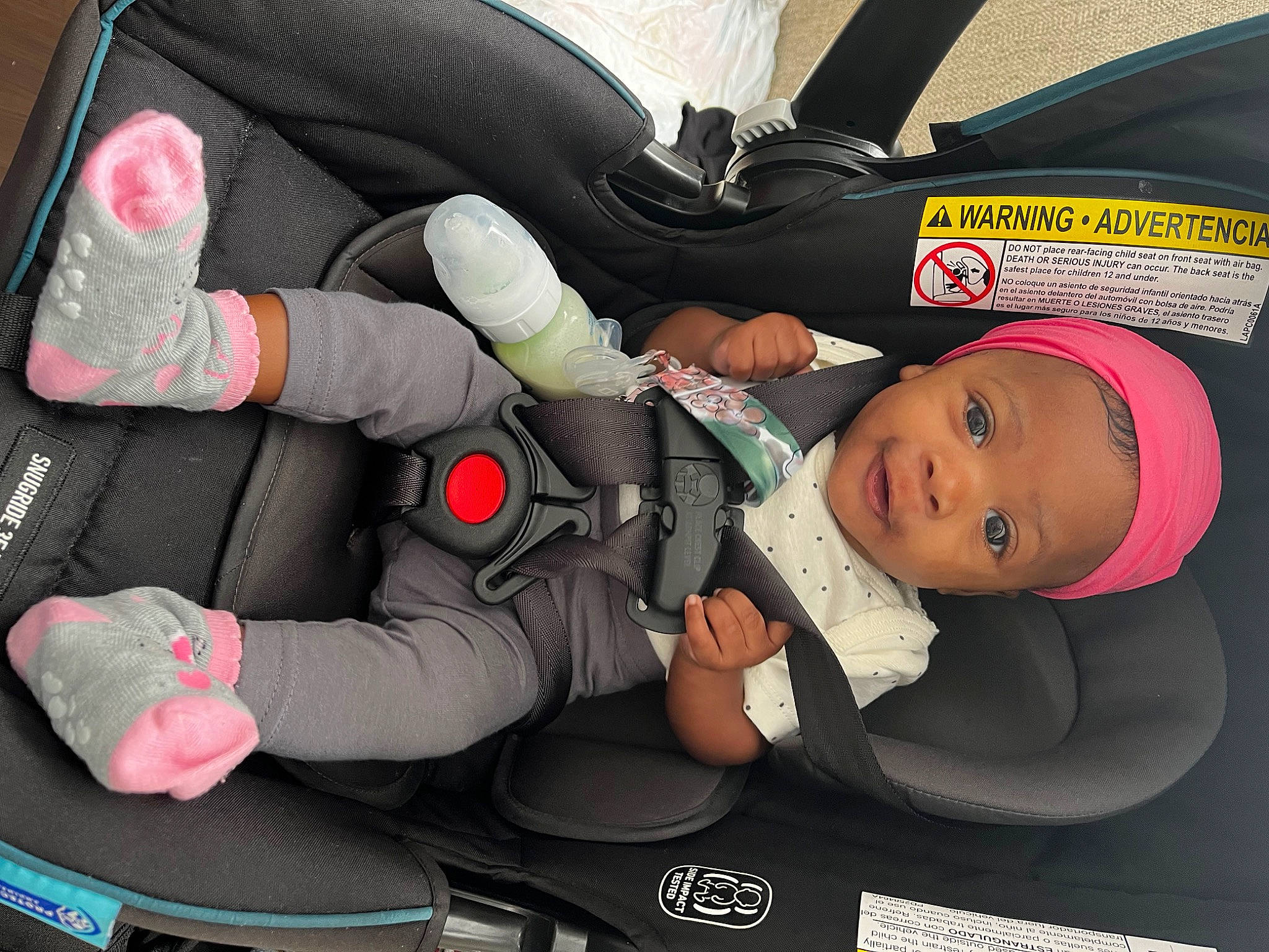 Forever Murray is registered to the contest to win money with this photo: auto_part, automotive_design, baby, baby_carriage, baby_in_car_seat, baby_products, baby_safety, baby_toddler_clothing, car_seat, car_seat_cover, carmine, child, comfort, family_car, motor_vehicle, person, seat_belt, service, toddler, vehicle_door