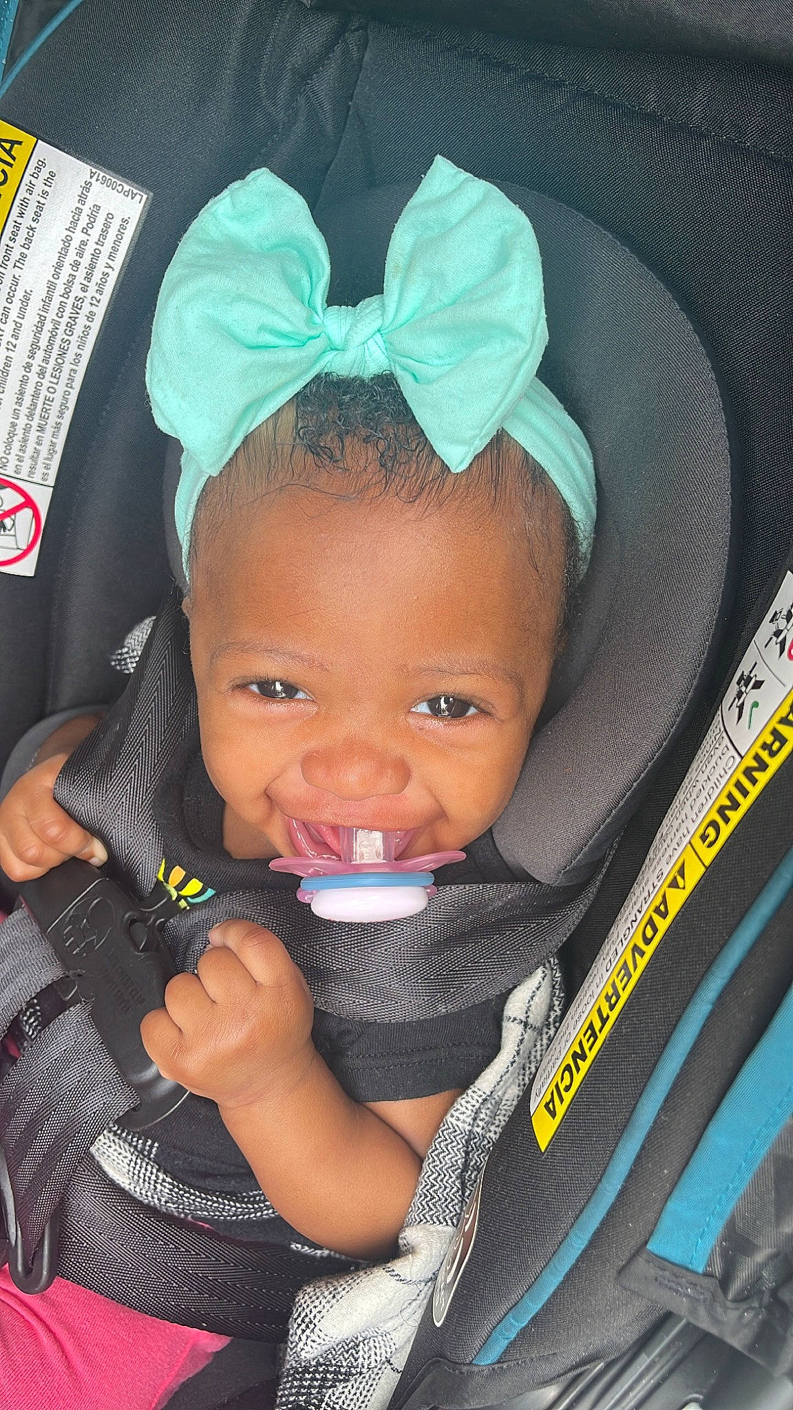 Forever Murray is registered to the contest to win money with this photo: auto_part, baby, baby_carriage, baby_products, baby_toddler_clothing, car_seat, cheek, child, comfort, electric_blue, eyebrow, fashion_accessory, finger, happy, iris, lip, mouth, person, smile, thumb