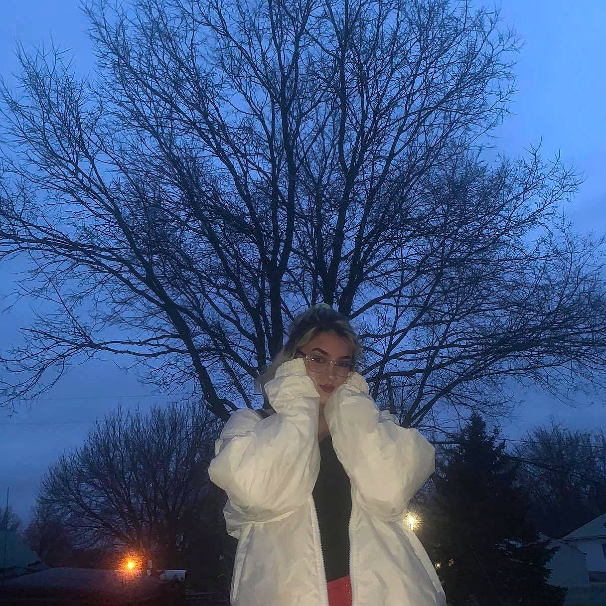 Winona joined the competition — help win amazing prizes! branch, freezing, person, plant, sky, tree, winter