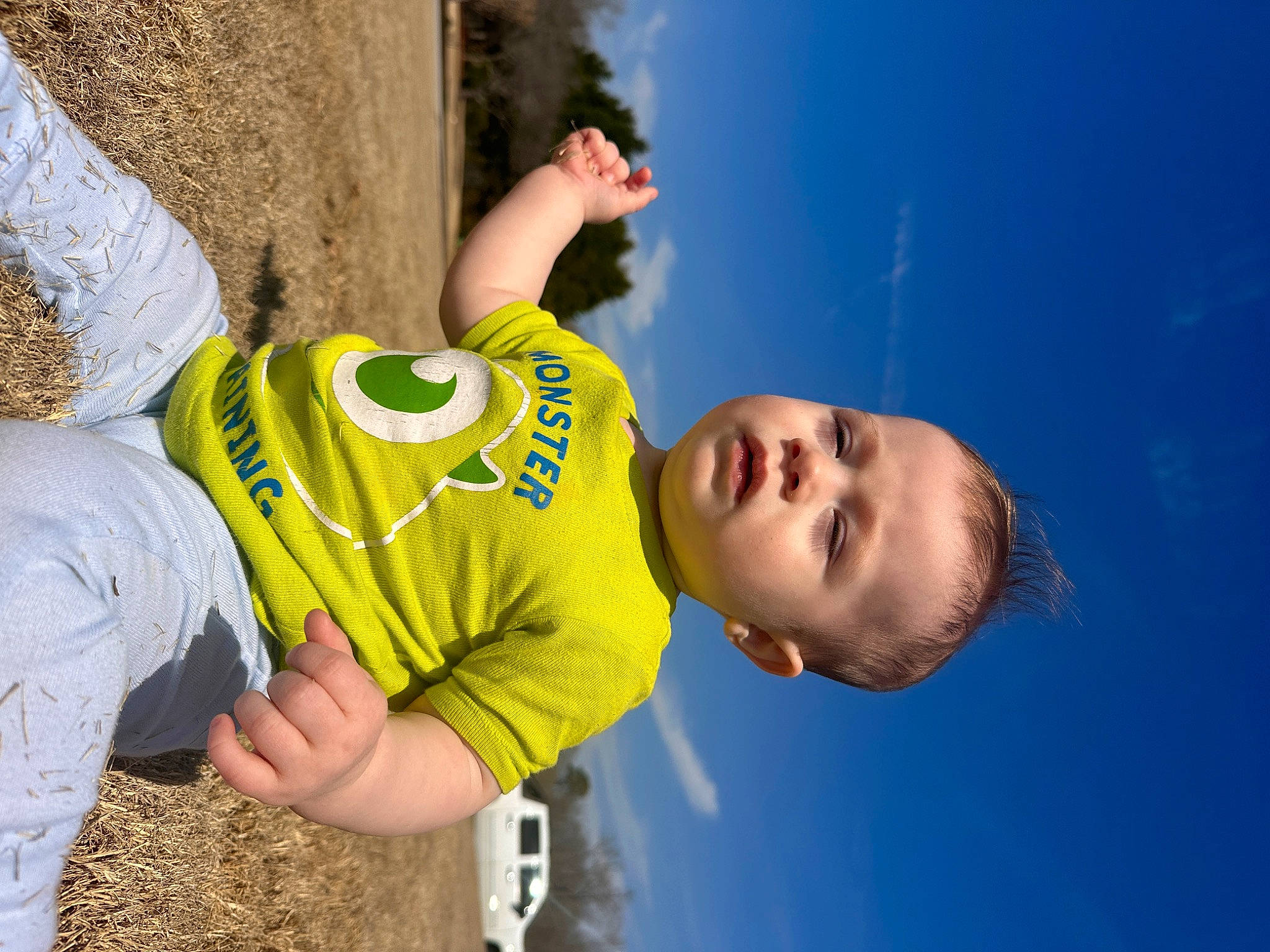 Sterling is registered to the contest to win money with this photo: adventure, child, cloud, elbow, flash_photography, fun, gesture, grass, happy, leisure, people_in_nature, person, play, player, recreation, sky, soil, sorrow, sports, t_shirt