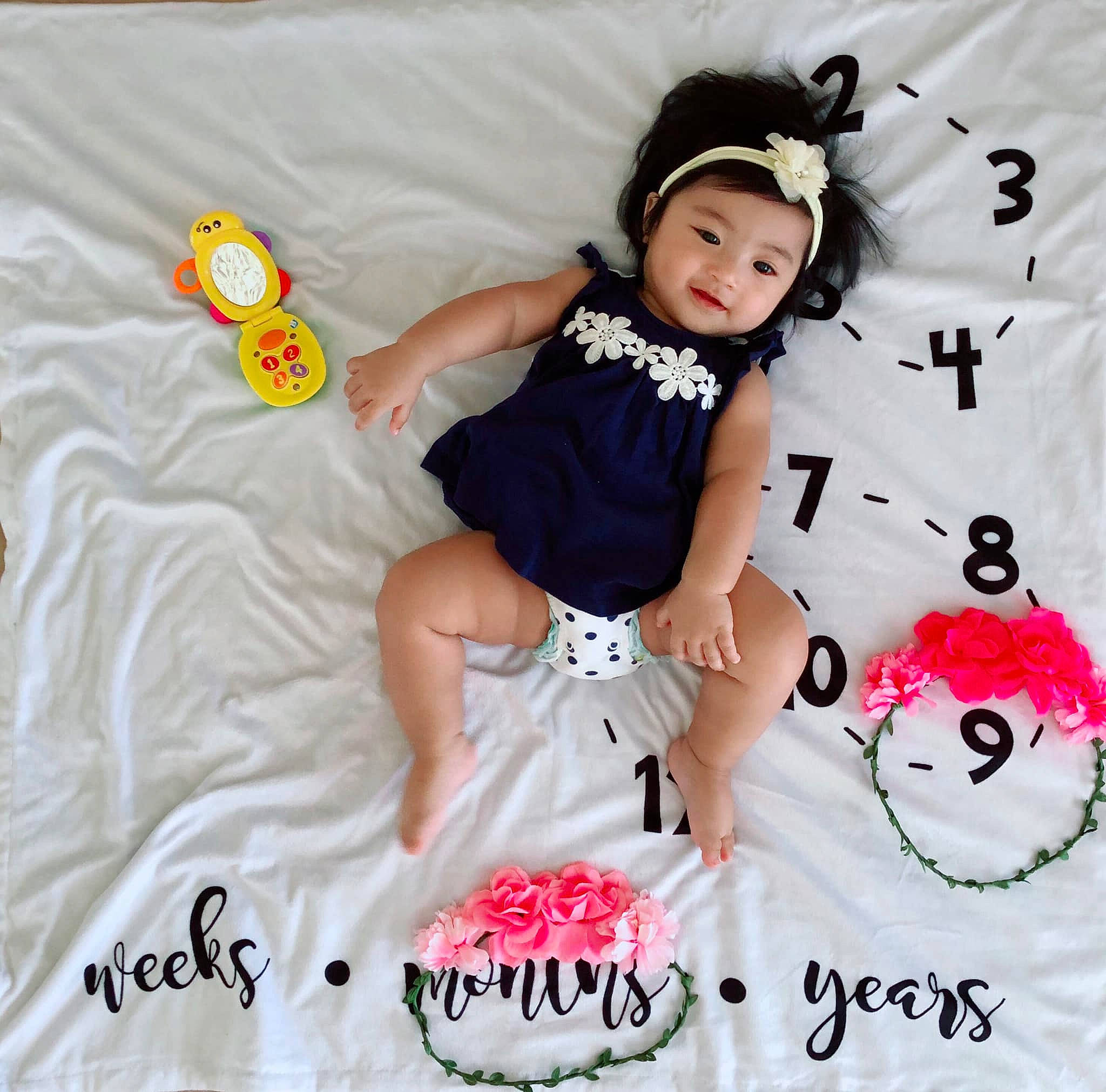 Micaela joined the competition — help win amazing prizes! baby, baby_bloomers, baby_toddler_clothing, child, font, hair_accessory, happy, pattern, person, petal, pink, product, t_shirt, textile, toddler