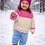 Paulette joined the competition — help win amazing prizes! toddler, child, smiling, winter, snow, beanie, sweater, pink, blue_pants, boots, outdoor, snowy, cold_weather, happy, cute, portrait, standing, nature, trees, seasonal